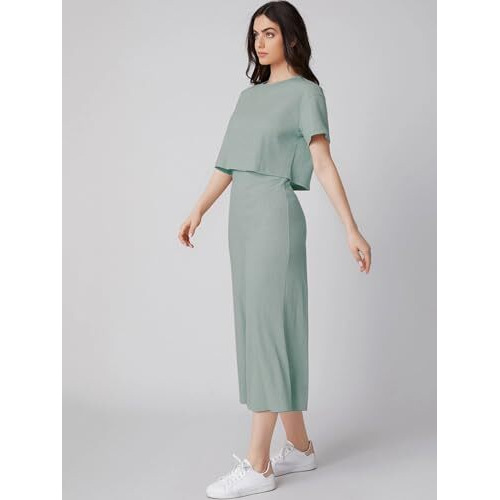 Greciilooks Ribbed A-Line Standard Length Floral Printed Rayon Western Co-Ord Set For Women(Available In 2Xl And 3Xl) (Gl-W1787&Tr846_Turquoise_M)