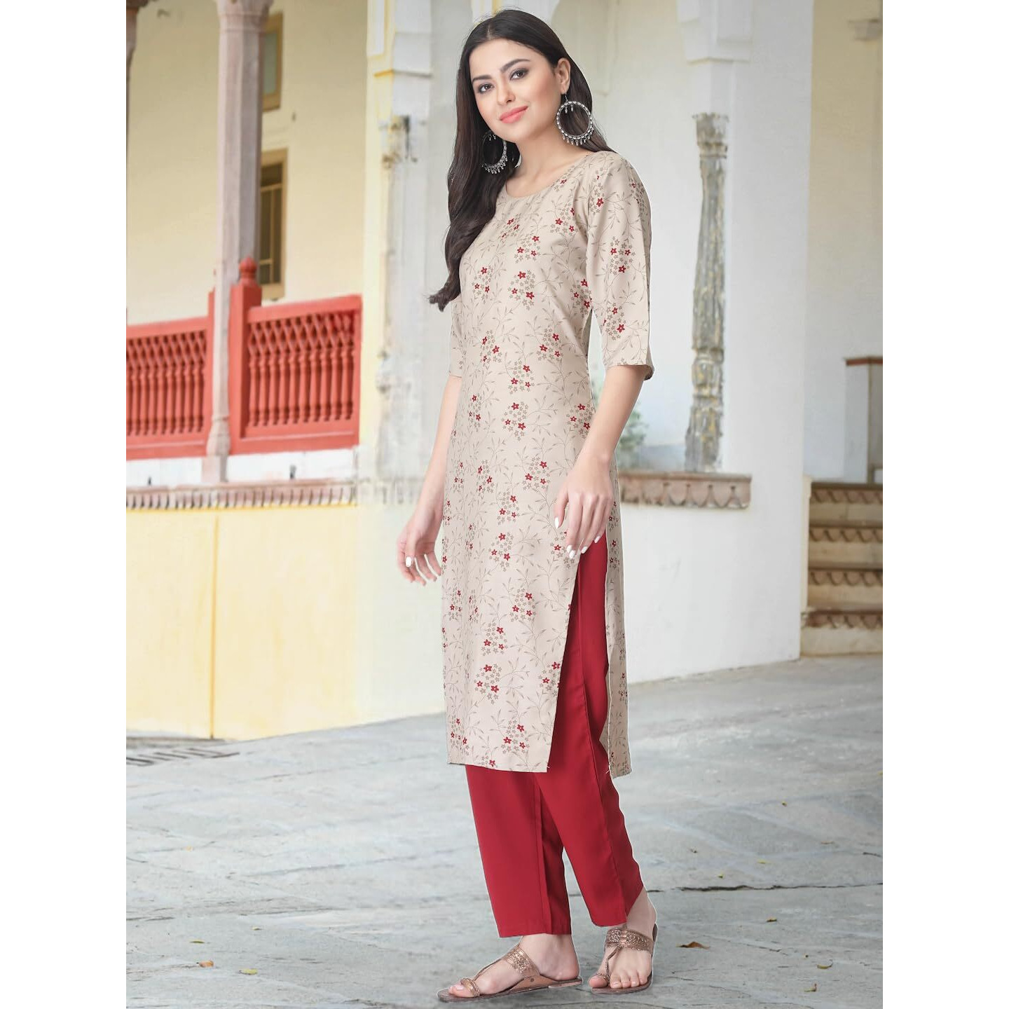 Tee Projekt Digital Printed Crepe Kurta Set For Women Ll Printed Kurti & Pant Set Ll Combo Kurta Set Ll (Pack Of 2)