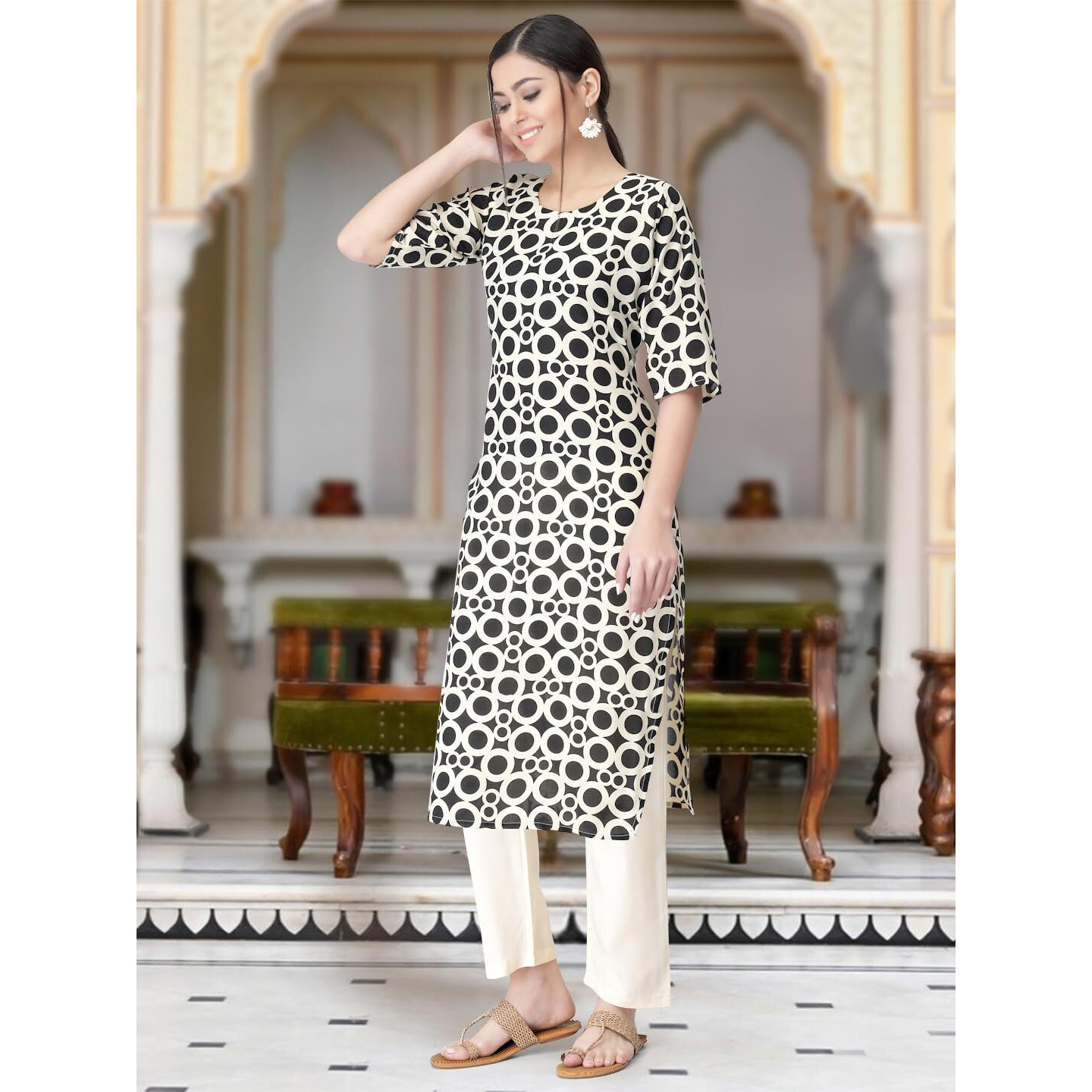 Tee Projekt Versatile Crepe Kurti & Pant Set For Women Printed Kurta Set