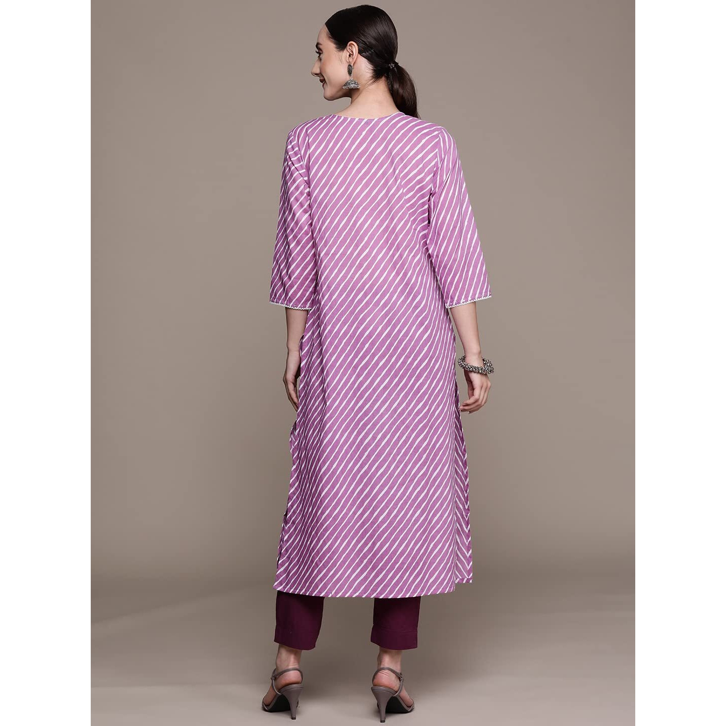 Ishin Women's Cotton A-Line Printed Sequins Leheriya Print Purple Kurti Inwka0341_Pl_S_Purple