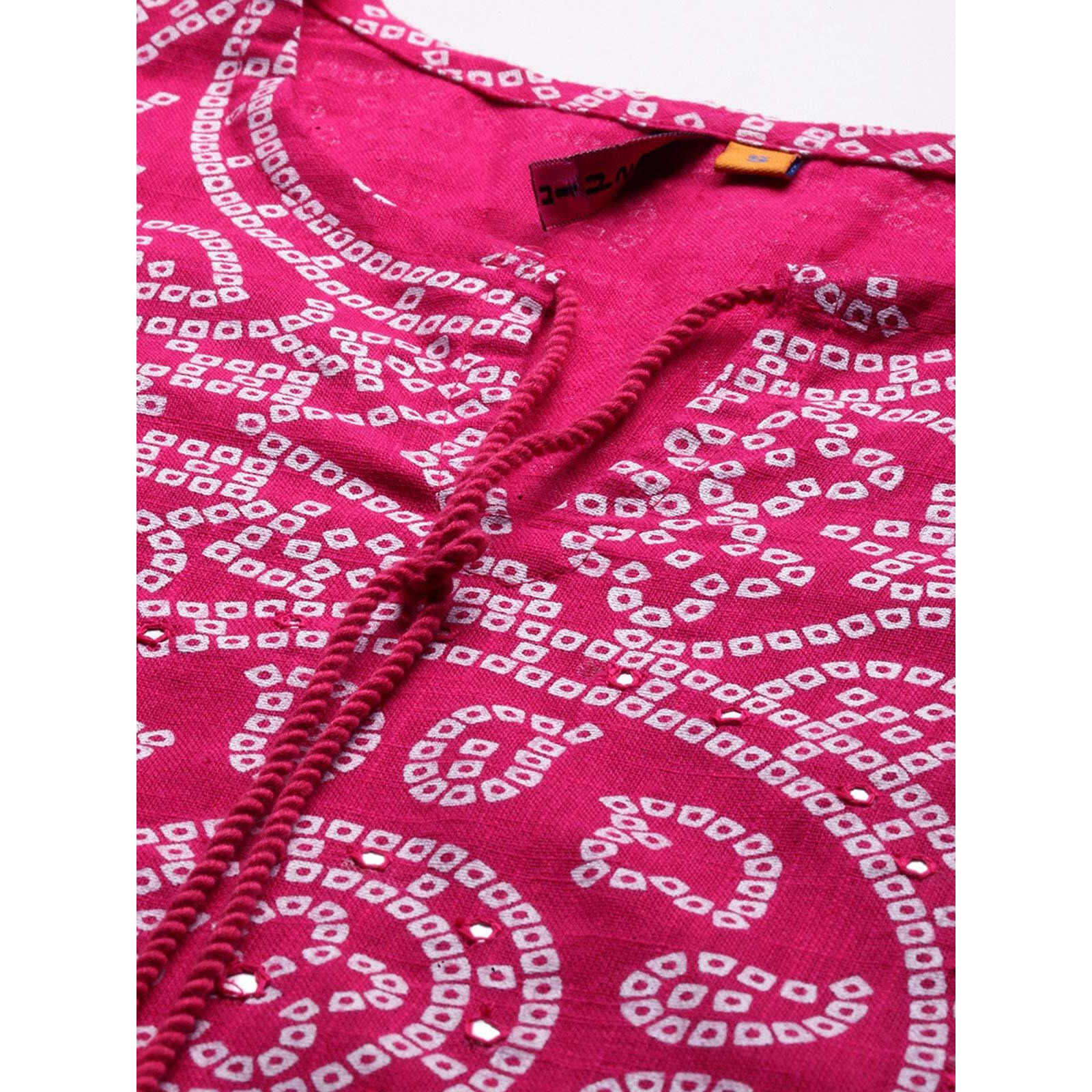 Ishin Women's Cotton Pink Printed Straight Kurta Trouser Set