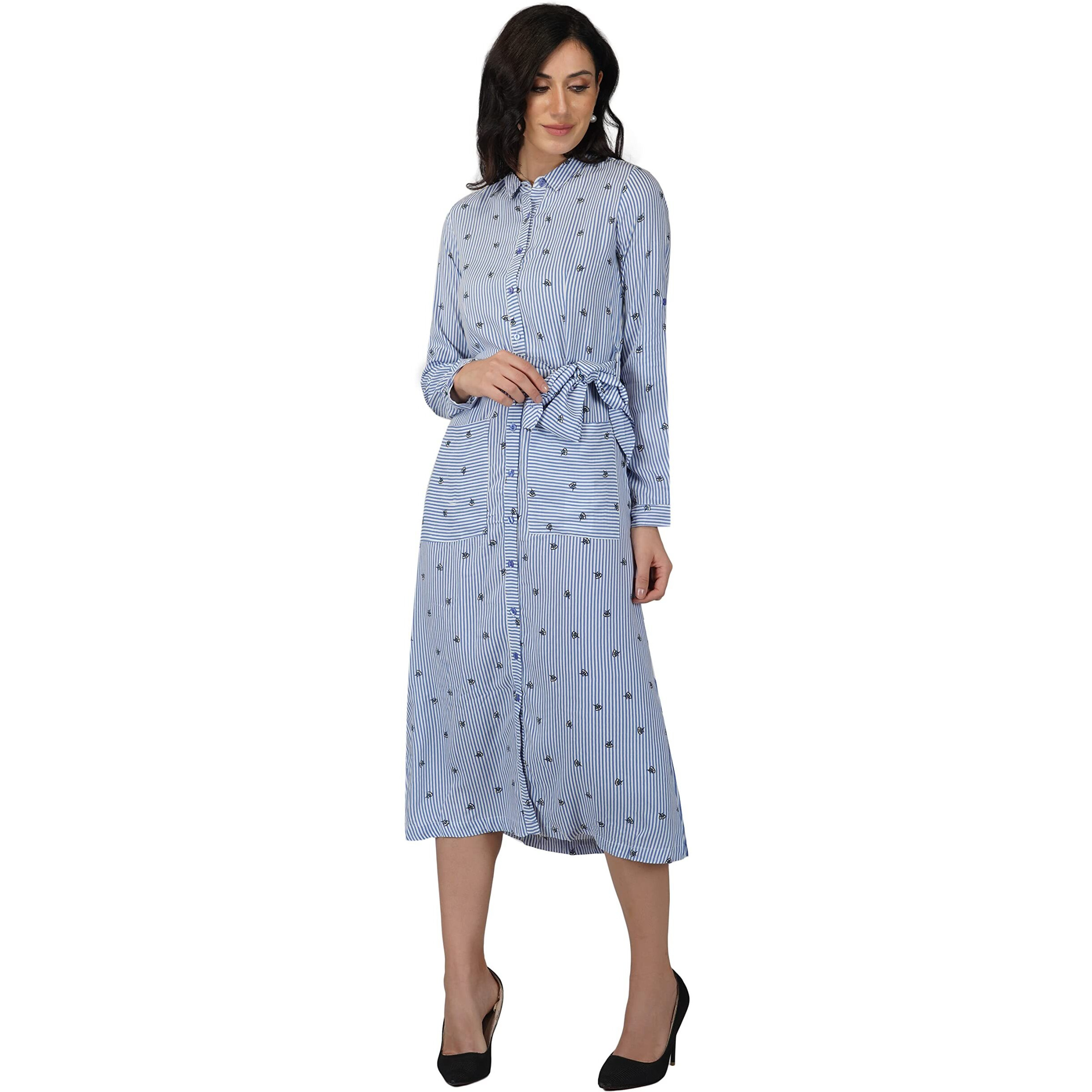 Rytras Women's A-Line Knee Length Maxi Western Dresses For Women(Rytdrs21_Blue_Xxl)