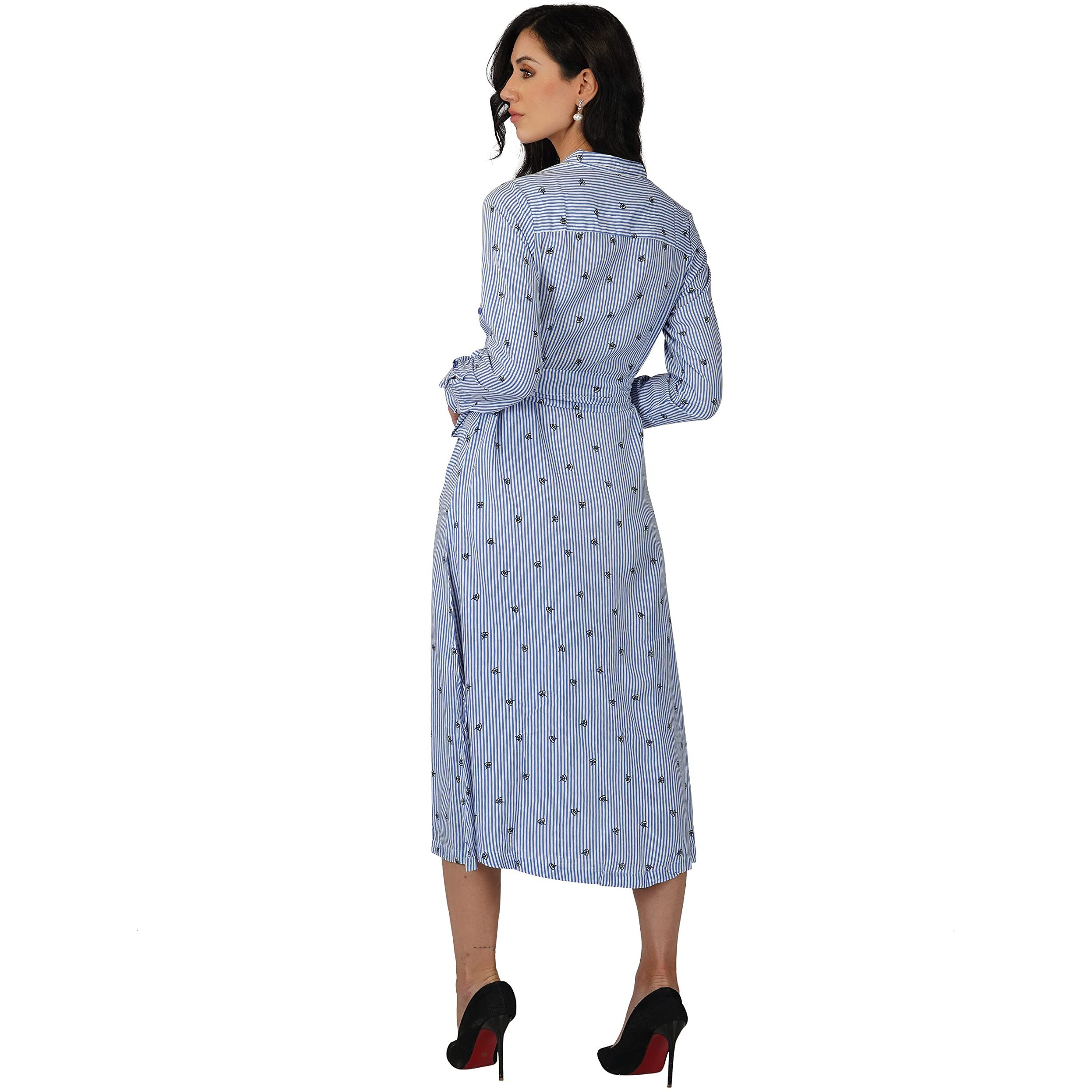 Rytras Women's A-Line Knee Length Maxi Western Dresses For Women(Rytdrs21_Blue_Xxl)
