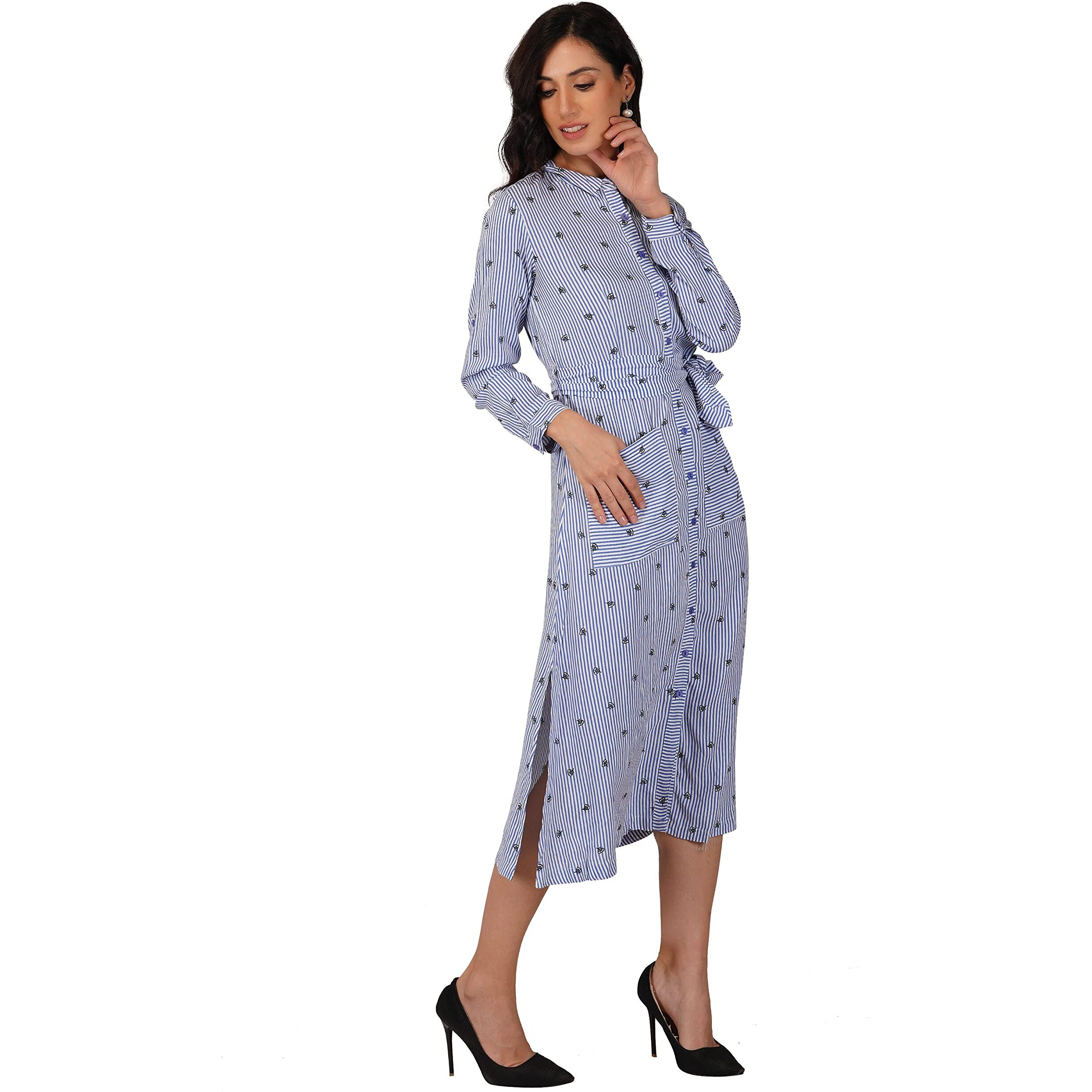 Rytras Women's A-Line Knee Length Maxi Western Dresses For Women(Rytdrs21_Blue_Xxl)