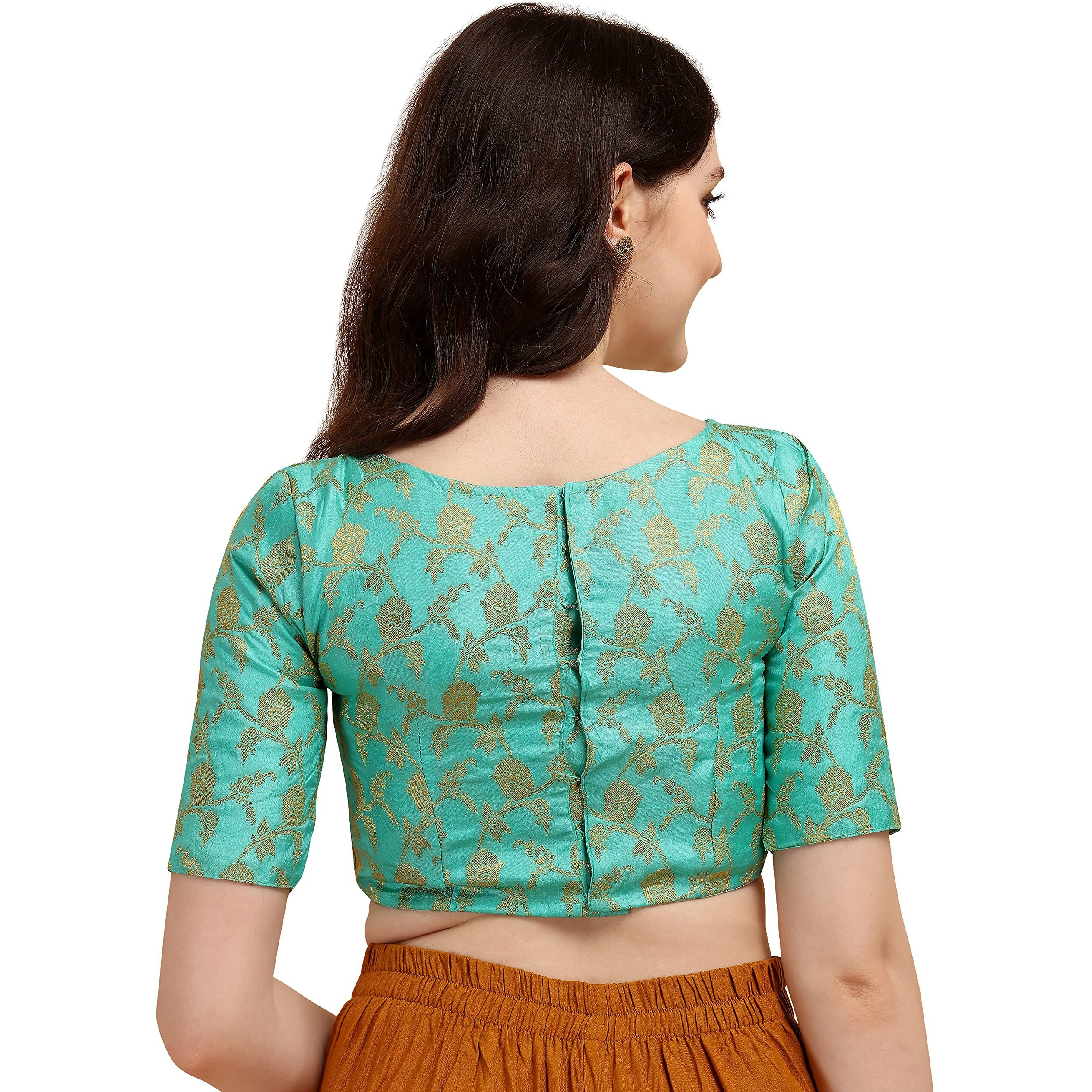 Oomph Jacquard Blue Readymade Blouse For Women - Rbbl119S