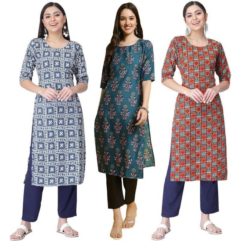 Pinkmint Women's Crepe Printed Regular Kurti (Ts01_Multicolor5