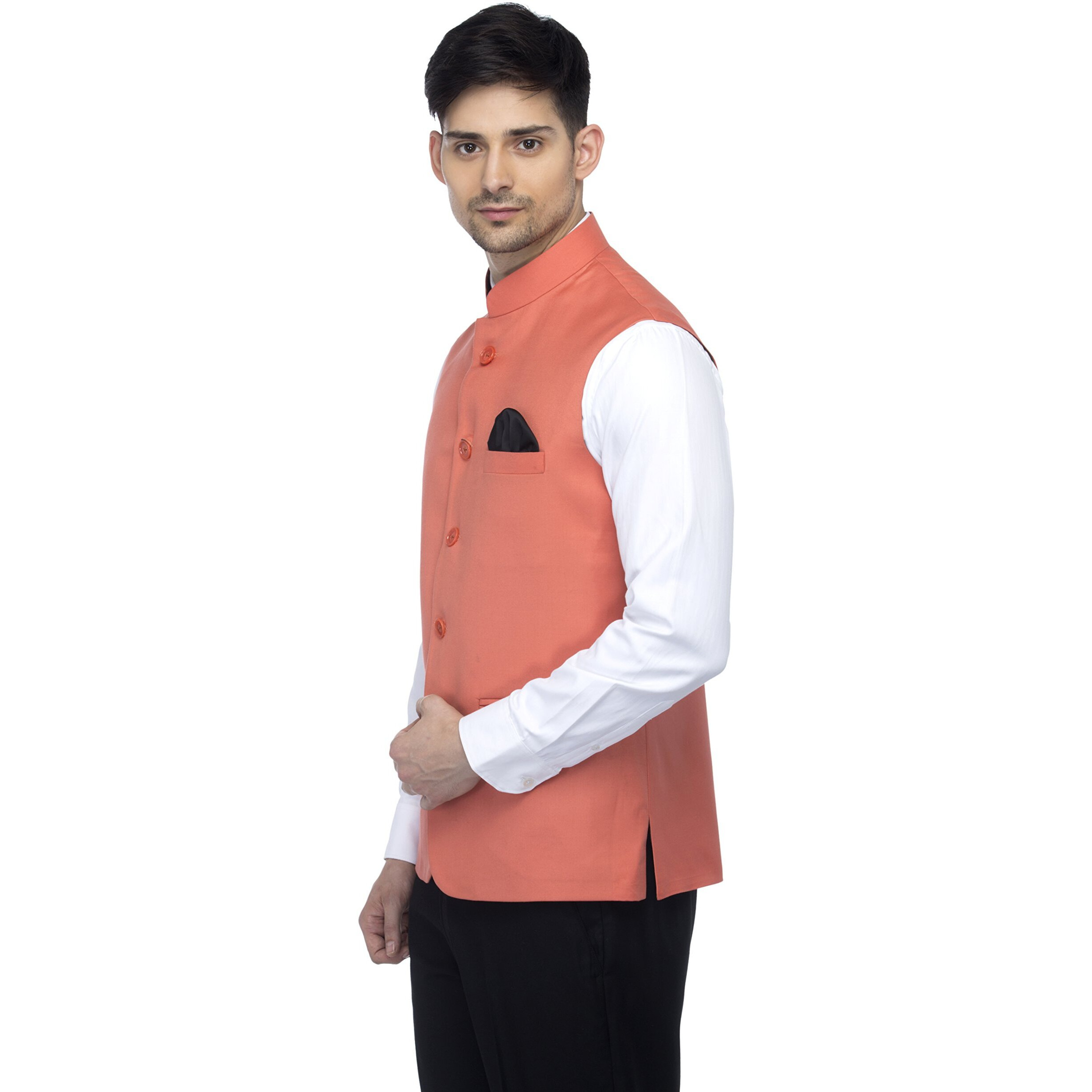 Favoroski Men's Slim Fit Nehru Jacket Ethnic Bandhgala Waistcoat (New_Favjc161132_38)