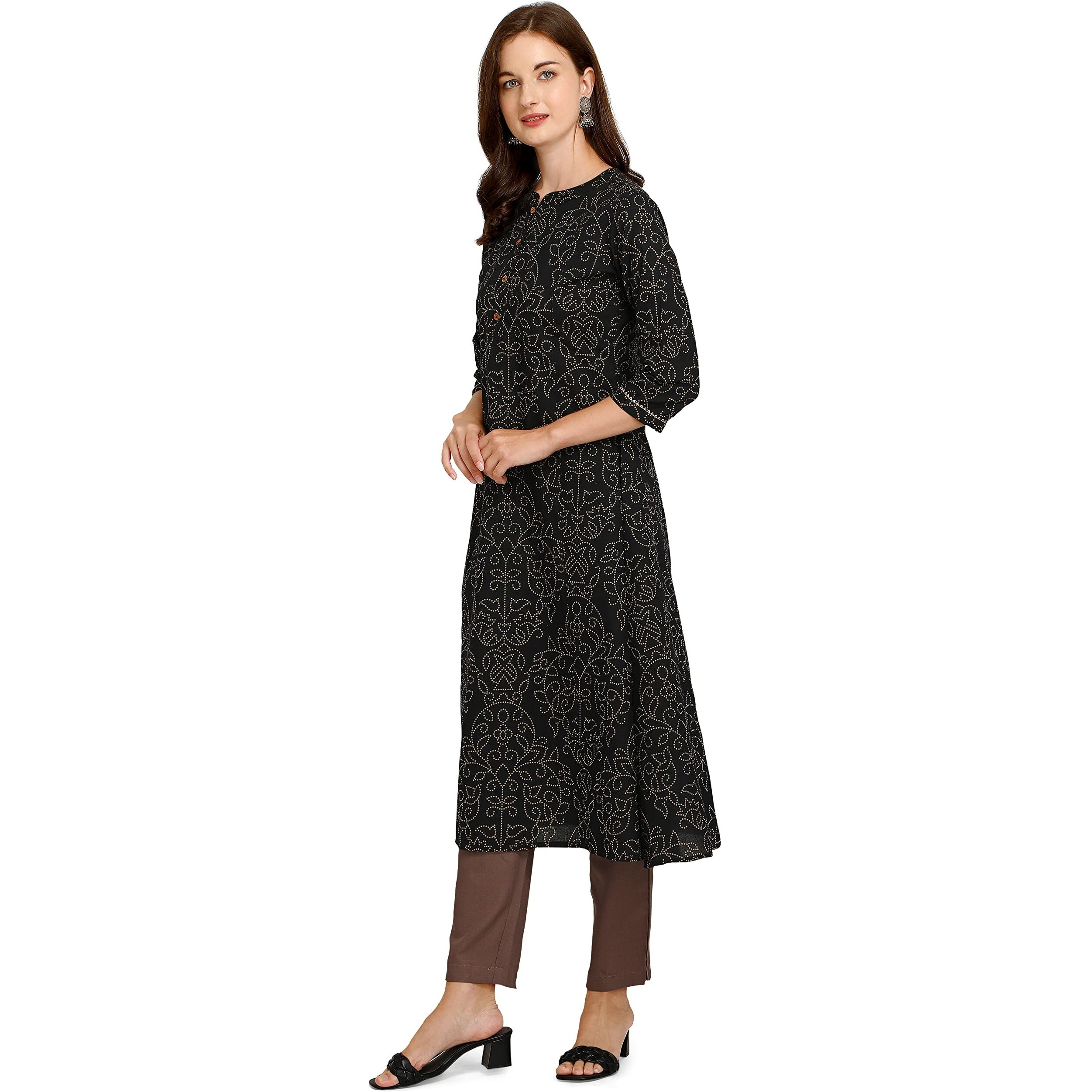 Fiorra Women's Black A-Line Cotton Kurta Far0057-S