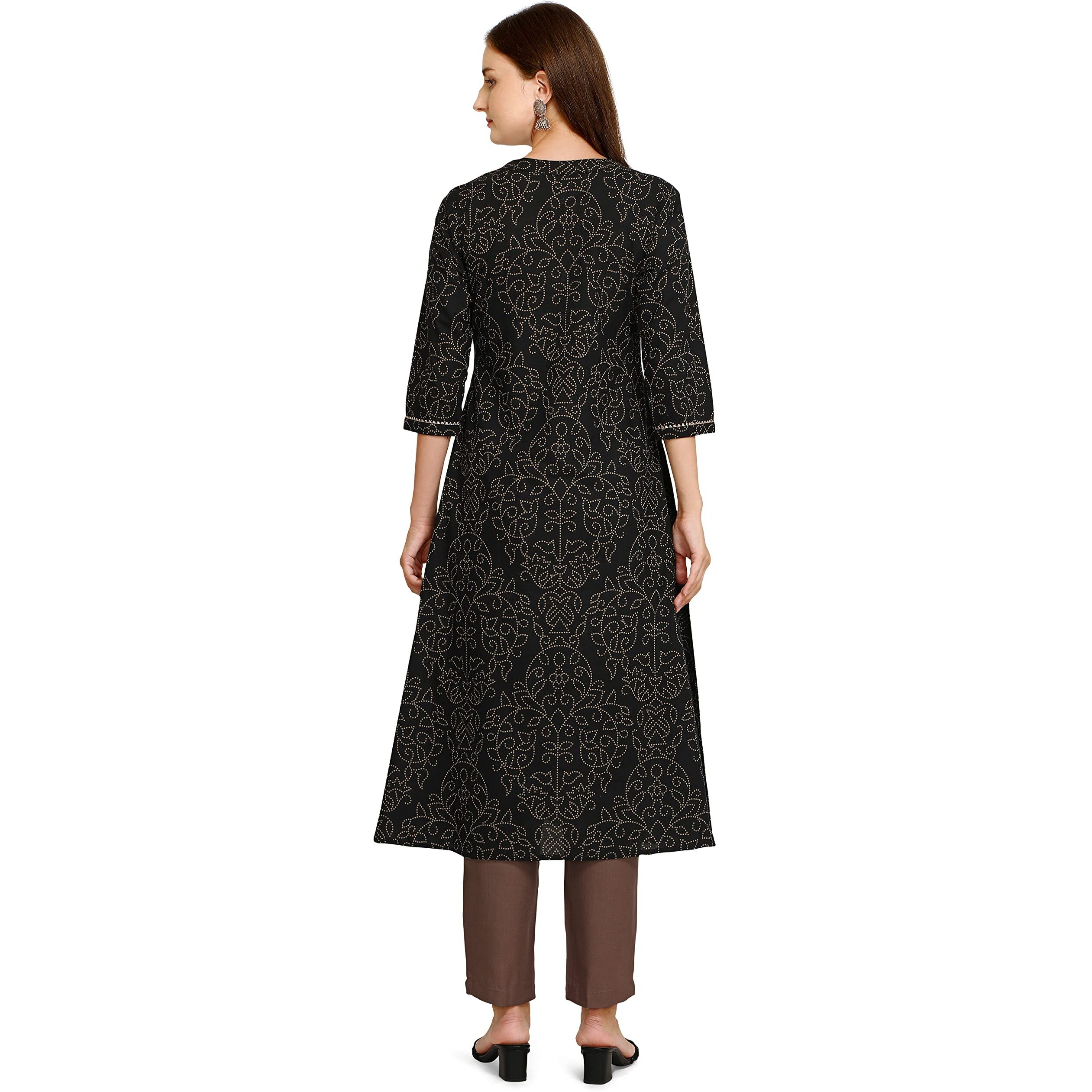 Fiorra Women's Black A-Line Cotton Kurta Far0057-S