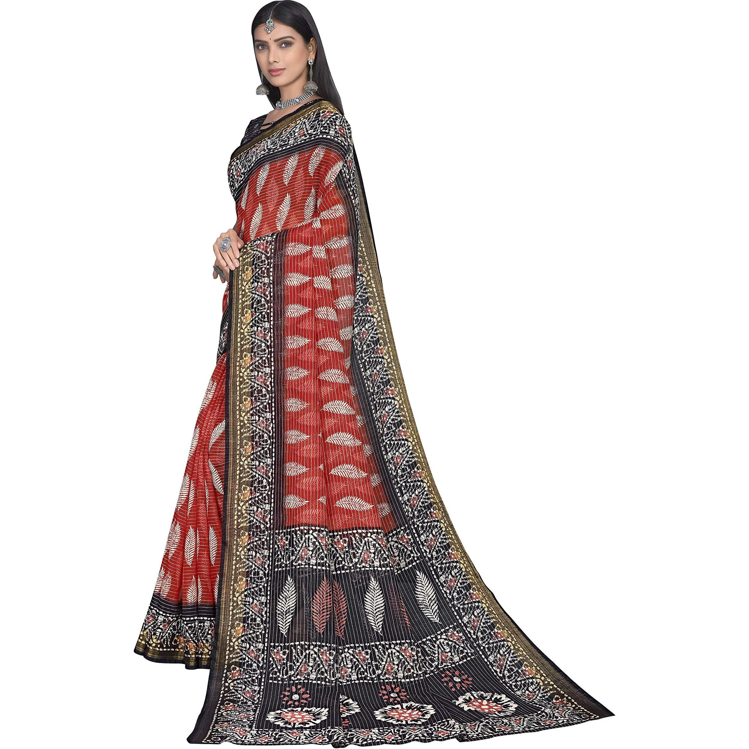 Glory Sarees Womens Cotto Silk Saree With Blouse Piece (Toran101_Red)