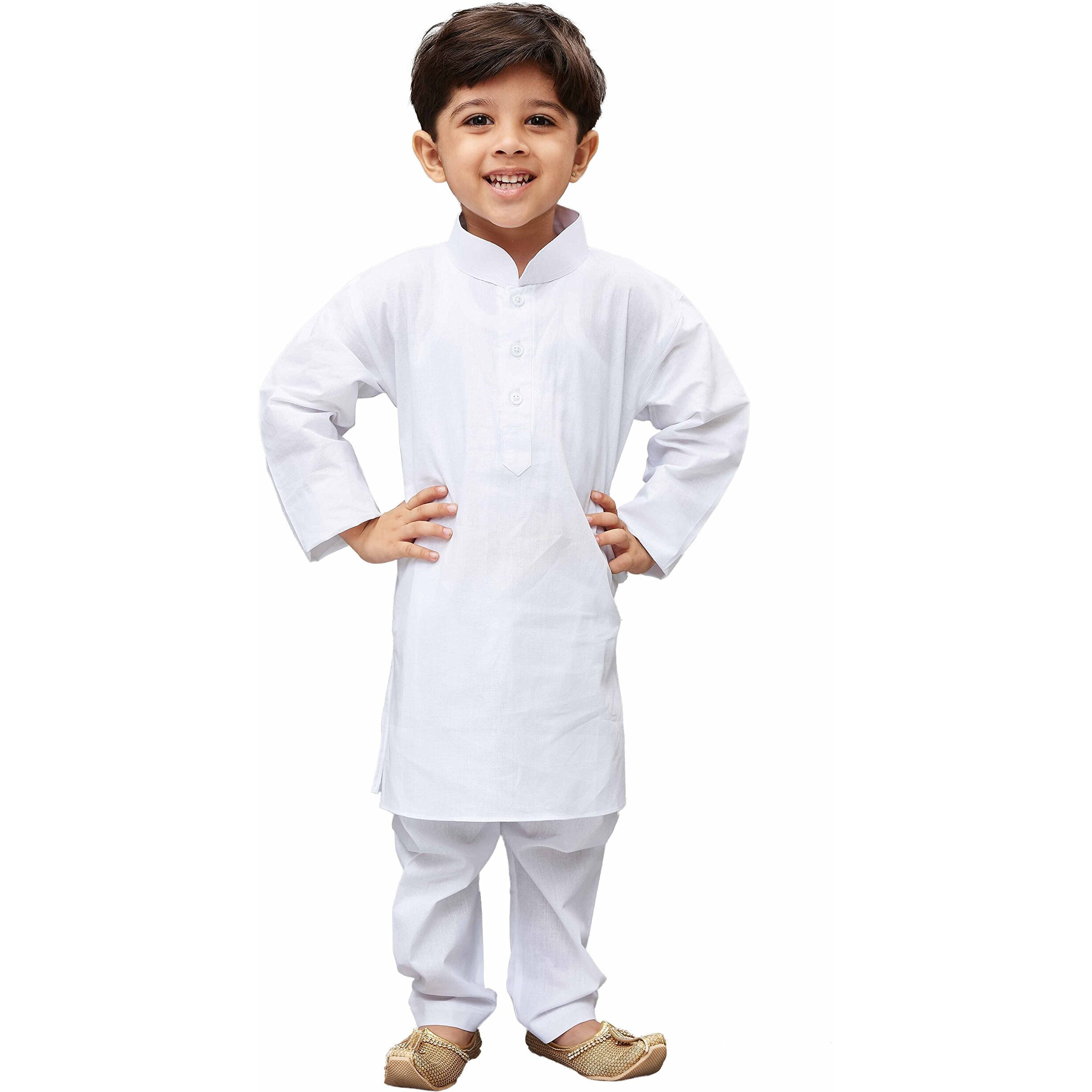 Vastramay Boys White Cotton Kurta Set For Independence Day Celebrations - Casual Festive Ethnic Wear With Full Sleeves