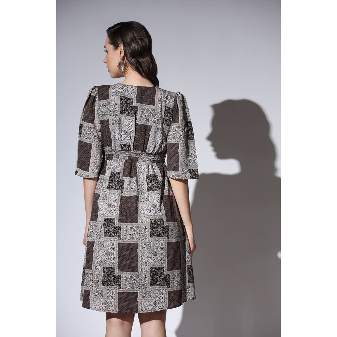 Leriya Fashion Women's Dresses | Rayon Vintage All-Over Printed Knee Length Dresses For Women | Fancy Dress For Girls | Office Wear Dress For Women | Casual Dress | (X-Large, Black)