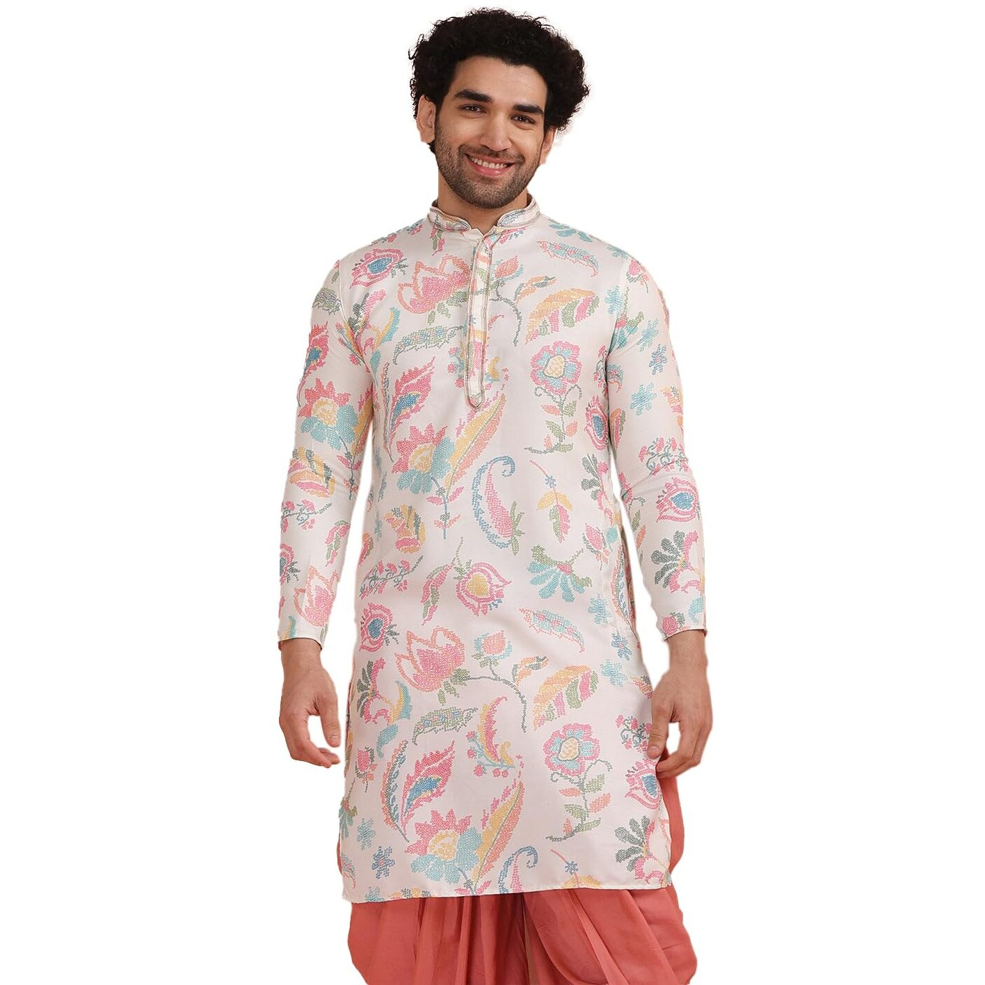Kisah Mens Printed Cotton Blend Kurta - Traditional Ethnic Wear Kurta For Men For Weddings & Festivals, Multi, 40 Multicolour