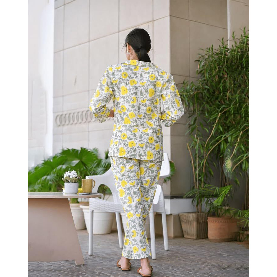 Leriya Fashion Women Rayon Floral Ethnic Co Ord Set | Kurta Sets Kurtis Pant (Xx-Large, Yellow) Lf-K-W1785&Tr844