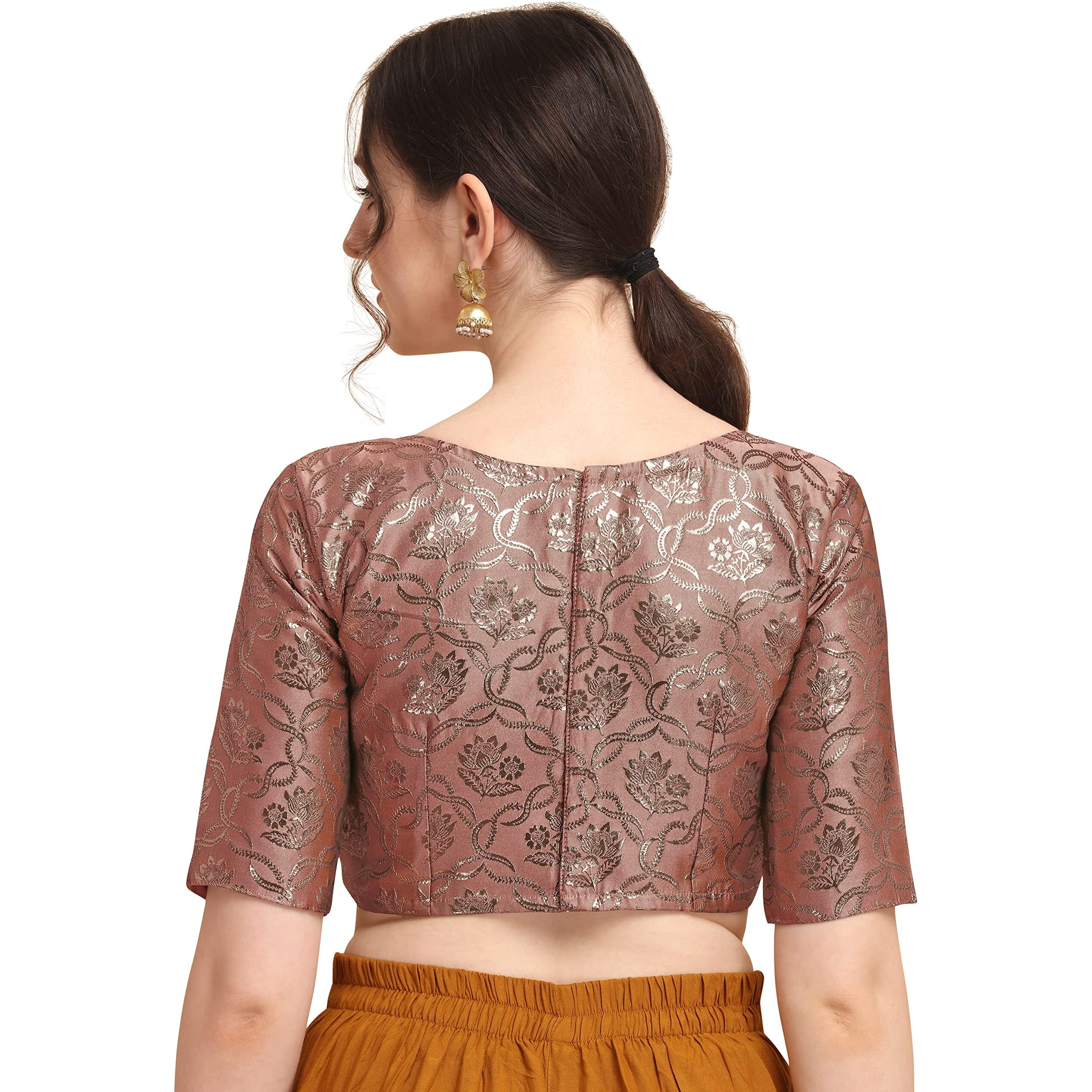 Oomph Jacquard Pink Readymade Blouse For Women - Rbbl151L