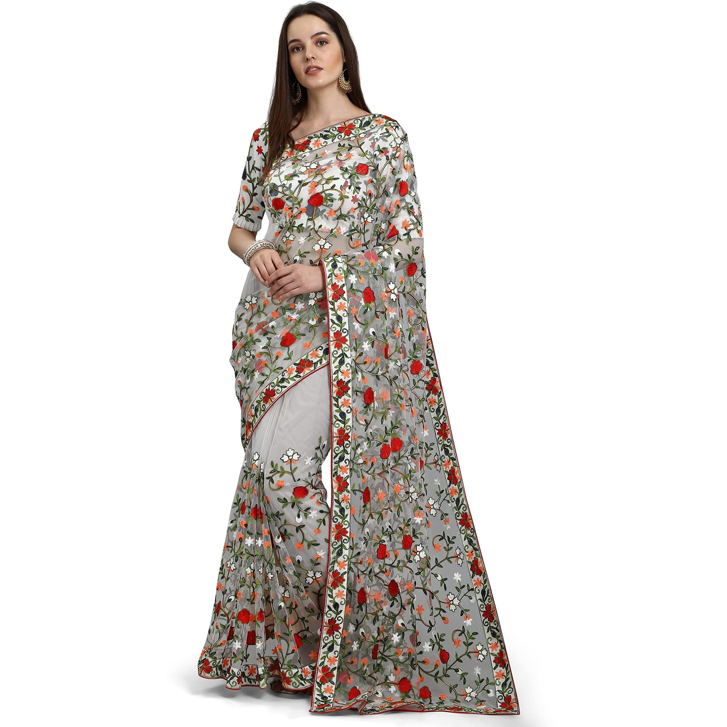 Patlani Fashion New Bollywood Blockbuster Design Launching Net Embroidery Designer Saree Pista.