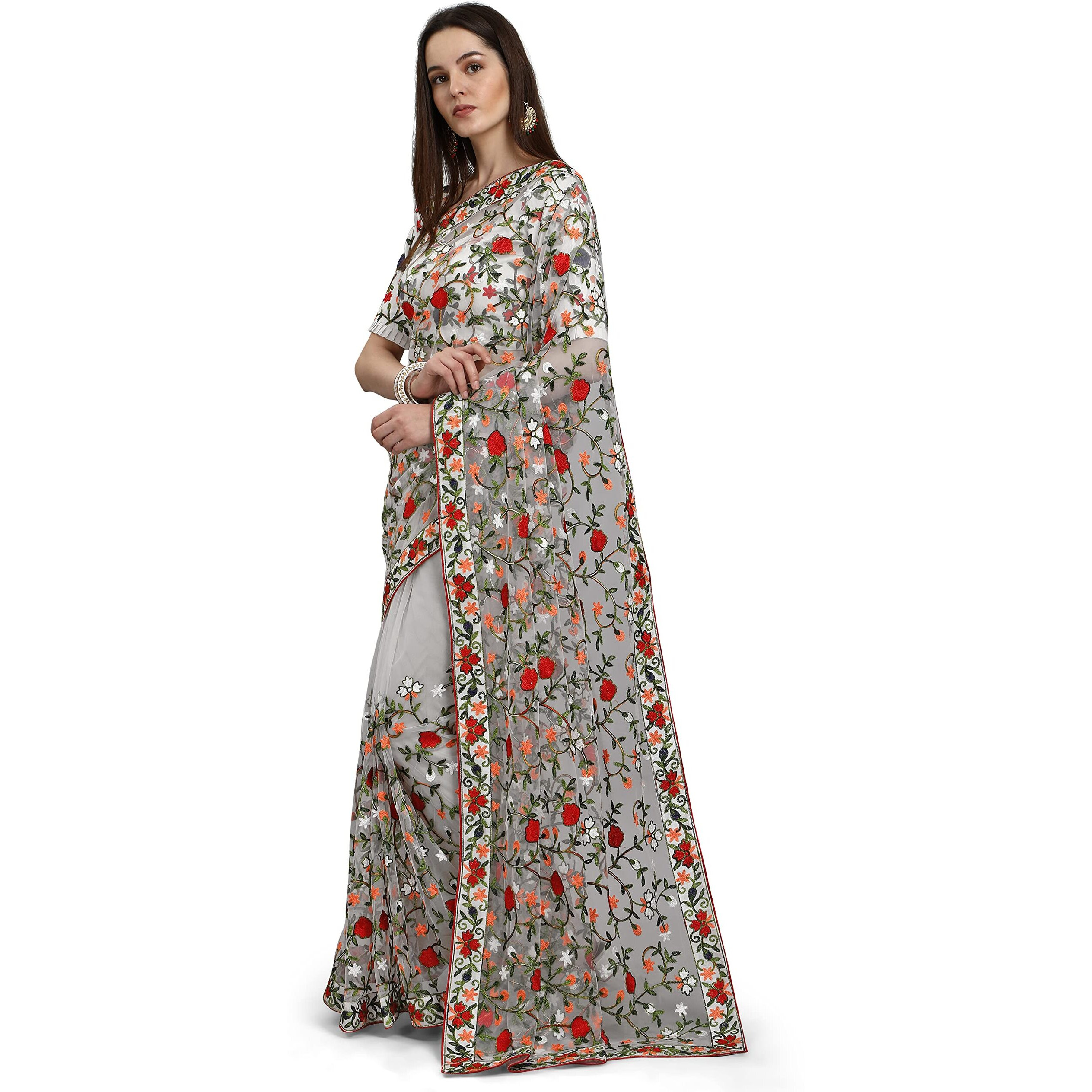 Patlani Fashion New Bollywood Blockbuster Design Launching Net Embroidery Designer Saree Pista.