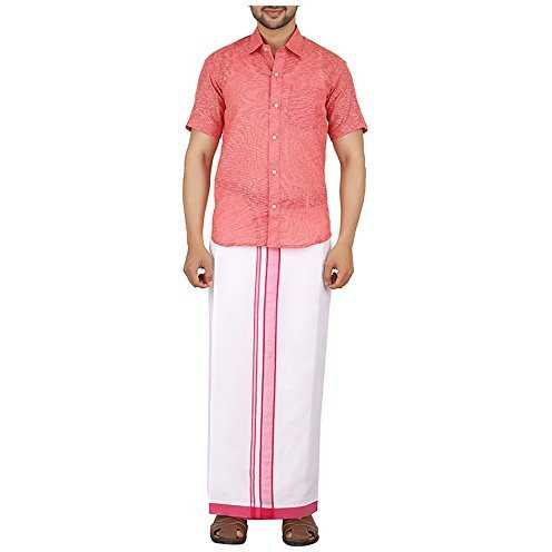 Prakasam Cotton Men's Cotton Dhoti_Moon-Vel-Pkt-Pink_Pink_40