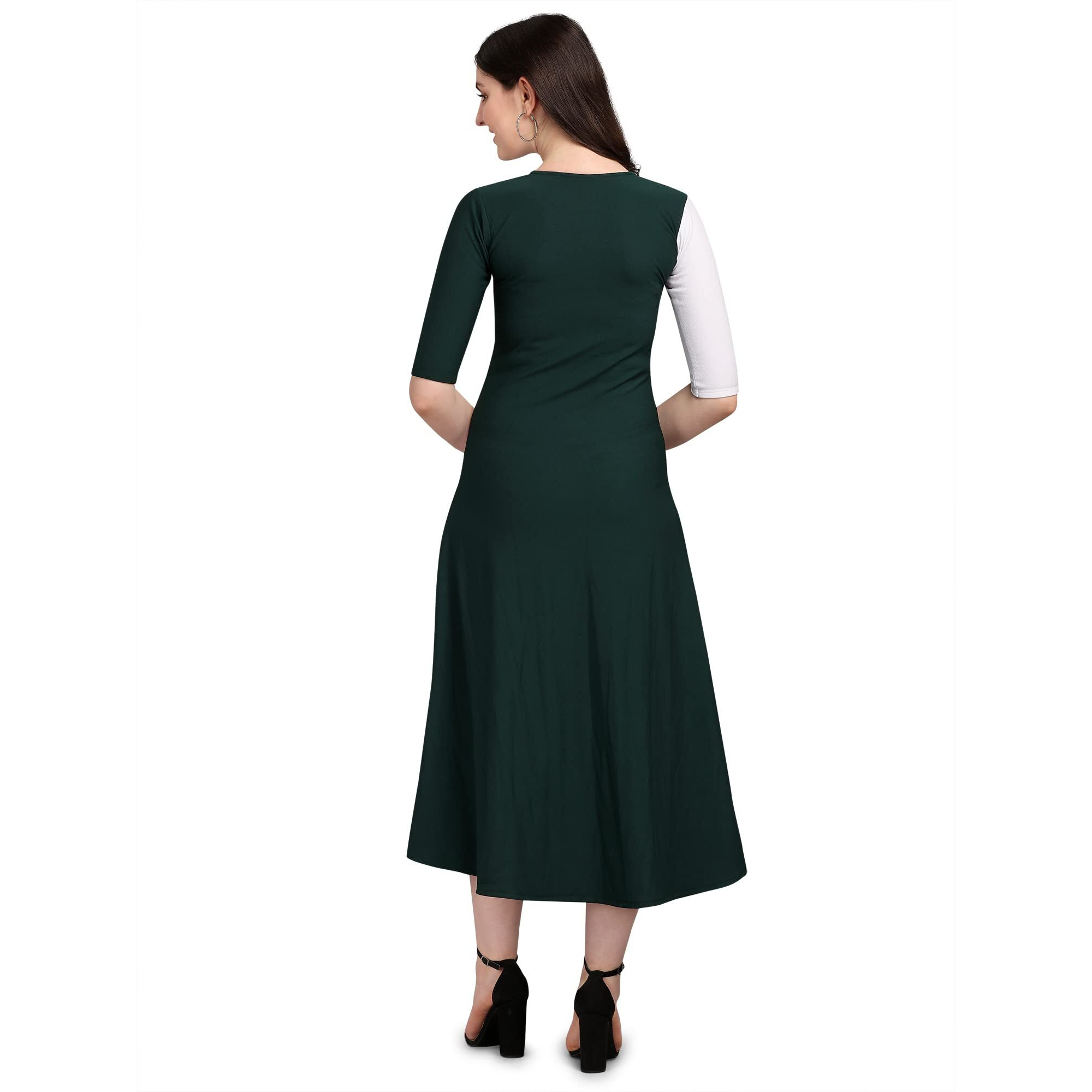 Purvaja Women's Corduroy Fit And Flare Maxi Dress (Lucy-540-Wh-Gn-M_White