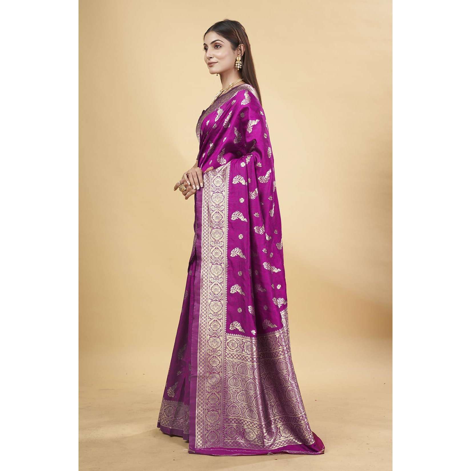 Shasmi Women's Banarasi Saree Pure Kanjivaram Silk Saree Soft New Ladies 2025 Design Wear Pattu Sarees Latest Party Sari Collections With Blouse Piece For Wedding Sadi (Pari-188 Wine)