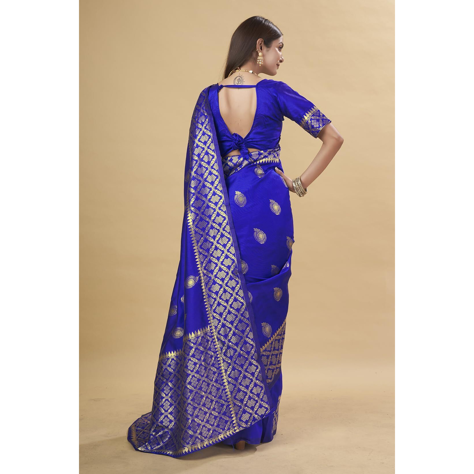 Shasmi Women's Banarasi Saree Pure Kanjivaram Silk Saree Soft New Ladies 2025 Design Wear Pattu Sarees Latest Party Sari Collections With Blouse Piece For Wedding Sadi (Pari-193 Royal Blue)