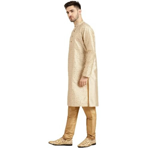 Sojanya (Since 1958 Men's Silk Blend Gold Embroidered Only Kurta Size 40
