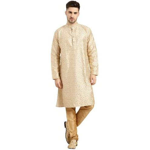 Sojanya (Since 1958 Men's Silk Blend Gold Embroidered Only Kurta Size 40