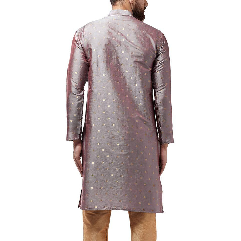 Sojanya (Since 1958 Men's Silk Blend Grey Printed Only Long Kurta Size 42