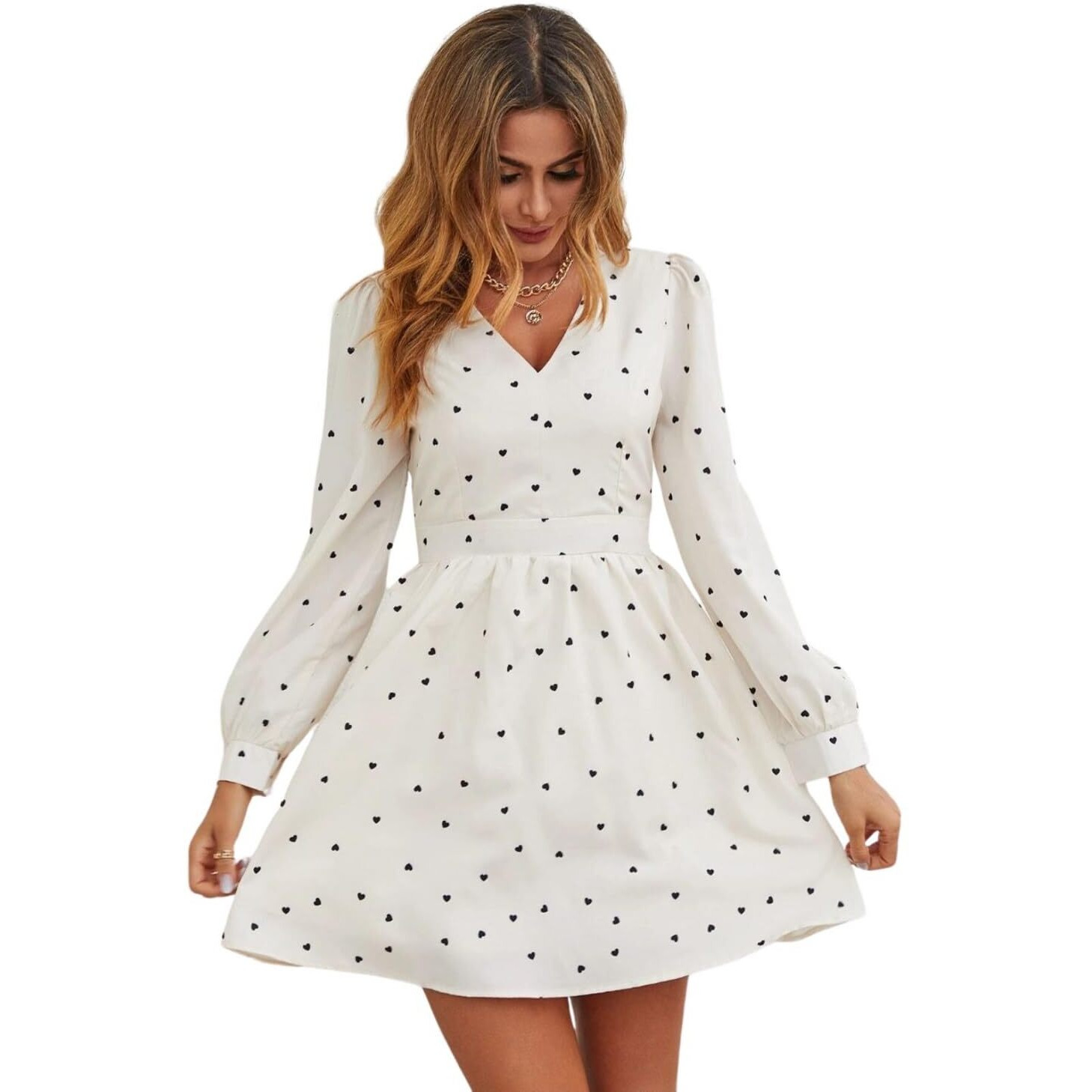 Greciilooks Womens Rayon A-Line Regular Fit Dress (White, Small)