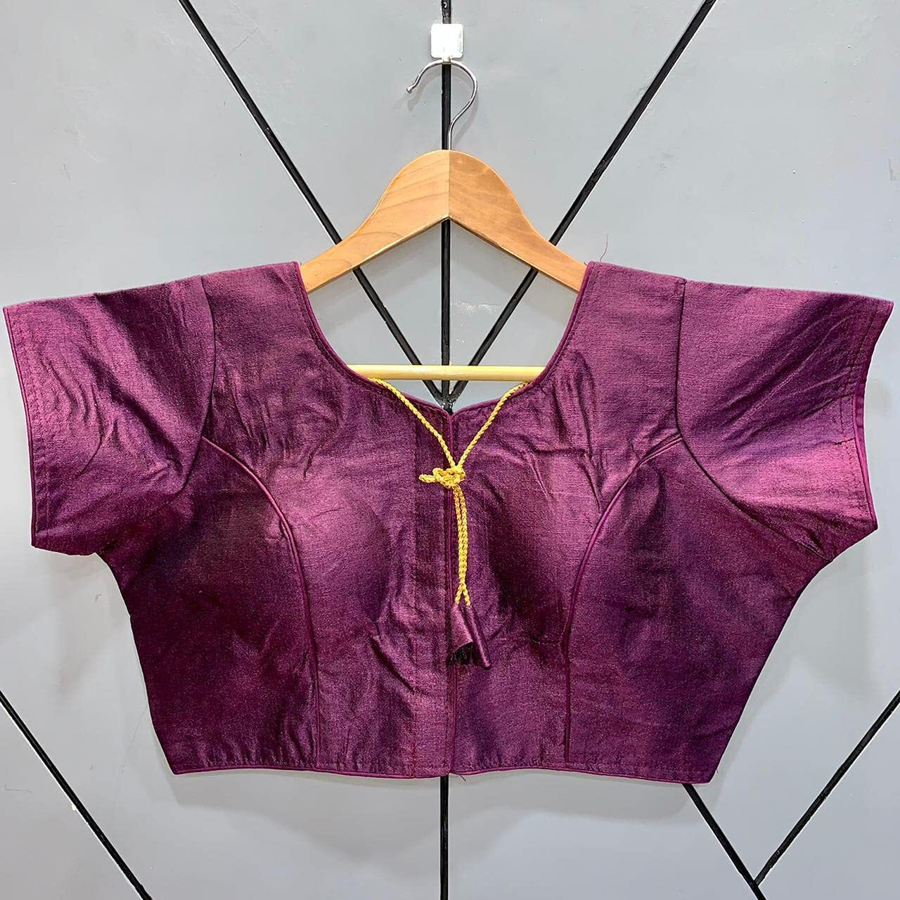 Vihu Fashion Women's Phantom Silk Short Sleeves Readymade Saree Blouse