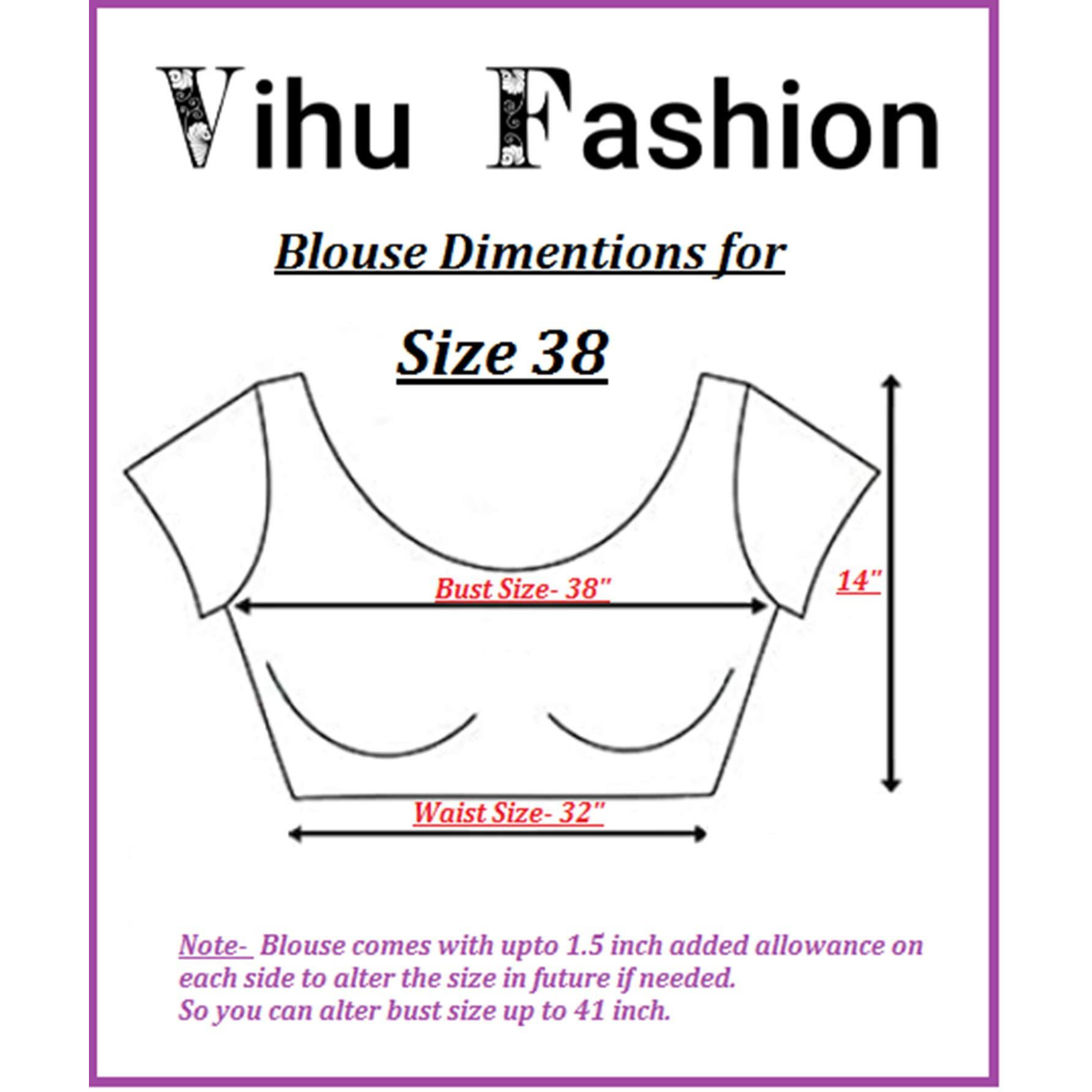 Vihu Fashion Women's Phantom Silk Short Sleeves Readymade Saree Blouse