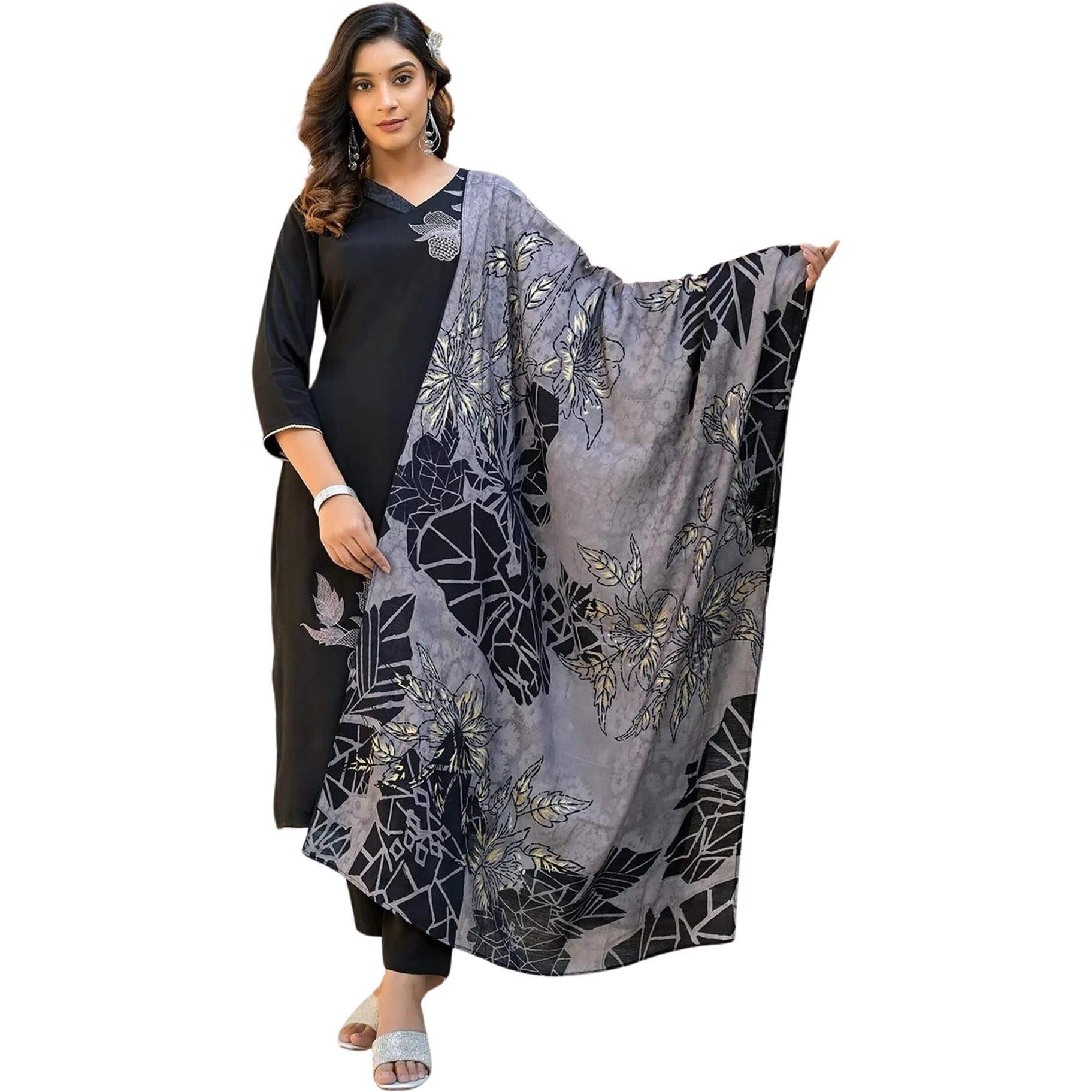 Fabnex Women Kurta Pant Set | Kurti Set With Pant For Women (K-45-Black-M)