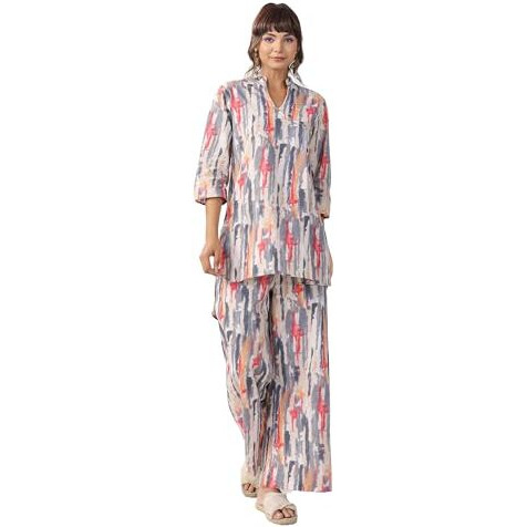 Nermosa Women Co-Ords Set For Women | Kurta Sets | Kurta Pant Set | Coordinate Set | Summer Suit | Printed Short Kurti With Pant Set | (In, Alpha, S, Pink)
