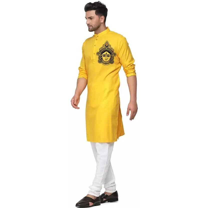 Gauri Laxmi Enterprise Men's Kurta || Cotton Blend || Wedding Special || Straight Kurta || Durga Pooja Special || (34, Haldi Yellow)