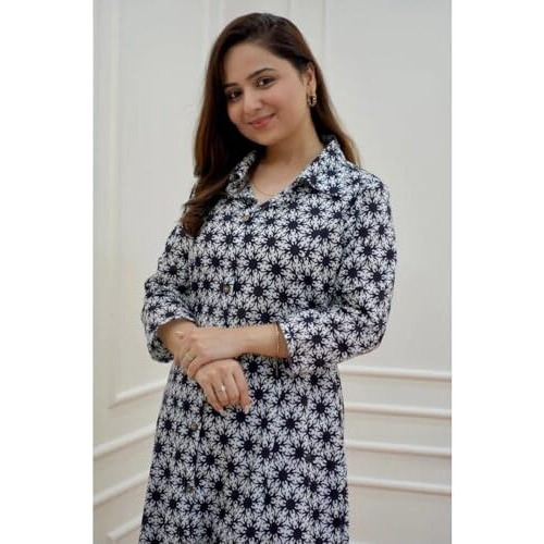 Greciilooks Women's Cotton Blend Floral Regular Fit Kurta Set (Gl-W1836_Black 01_S)