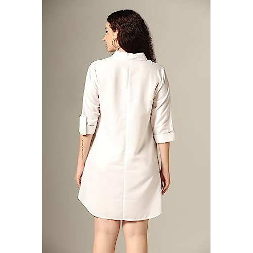 Greciilooks Western Dress For Women| Shirt Collar Solid A-Line Dress| Plus Roll Tab Sleeve Shirt Dress| Women's Comfort Summer Dress| Dress Perfect For Outing (Xx-Large, Sky)