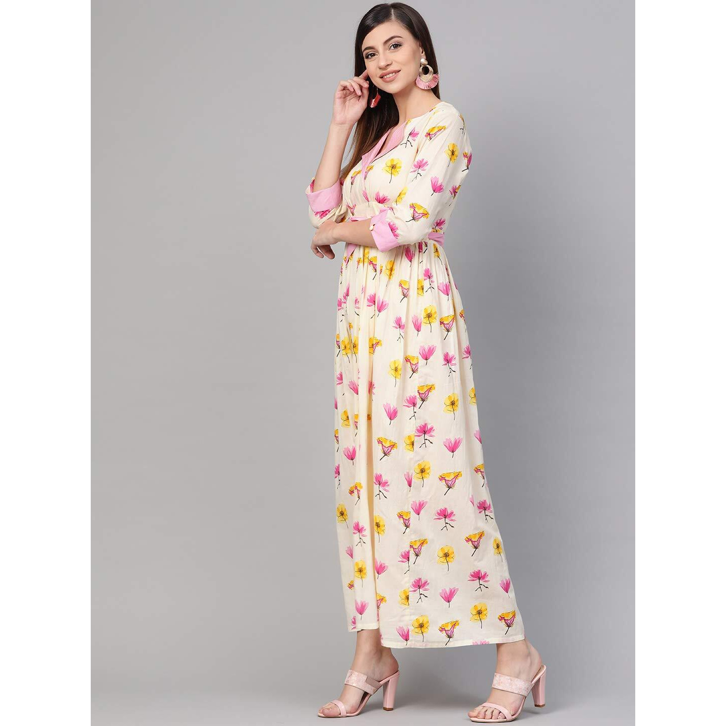 Idalia Off White Floral Print Dress