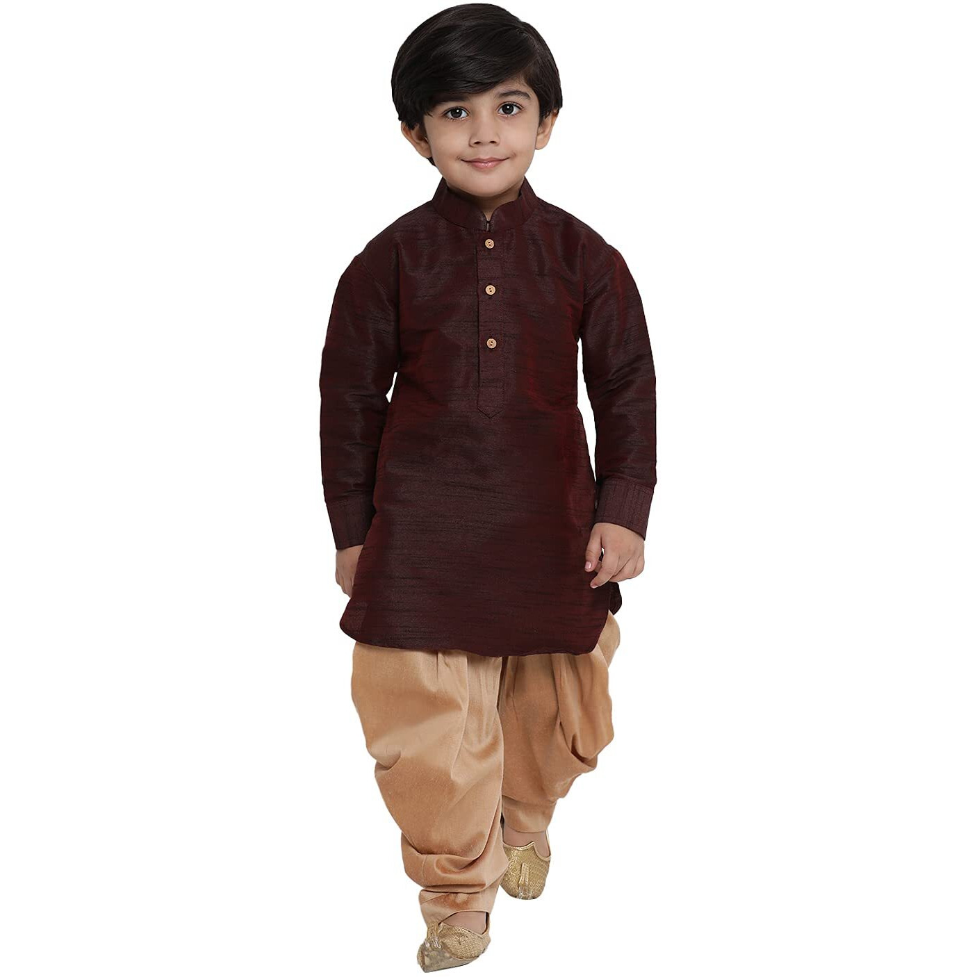 Jbn Creation Boys Cotton Silk Blend Wine Kurta And Dhoti Set - Elegance For Festivals_Vasbuk001Wnncdrg_20