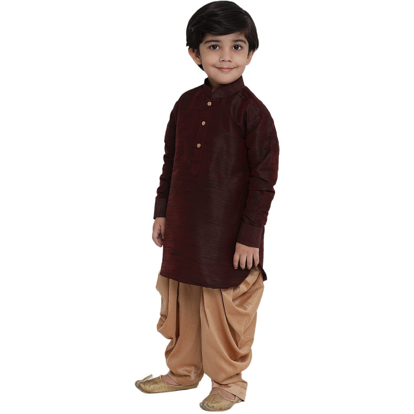 Jbn Creation Boys Cotton Silk Blend Wine Kurta And Dhoti Set - Elegance For Festivals_Vasbuk001Wnncdrg_20