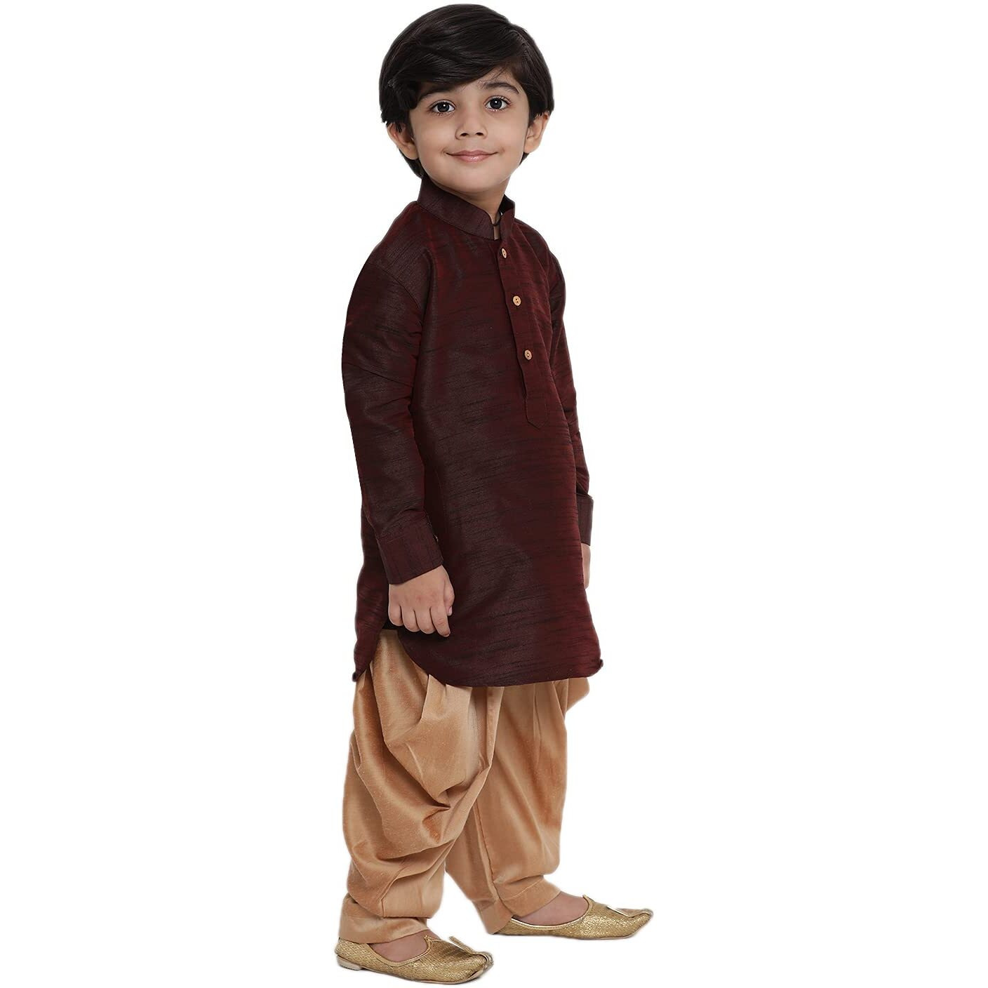 Jbn Creation Boys Cotton Silk Blend Wine Kurta And Dhoti Set - Elegance For Festivals_Vasbuk001Wnncdrg_20