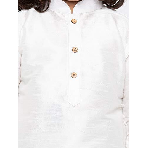 Jbn Creation Boys' White And Chutney Green Silk Blend Kurta And Dhoti Set