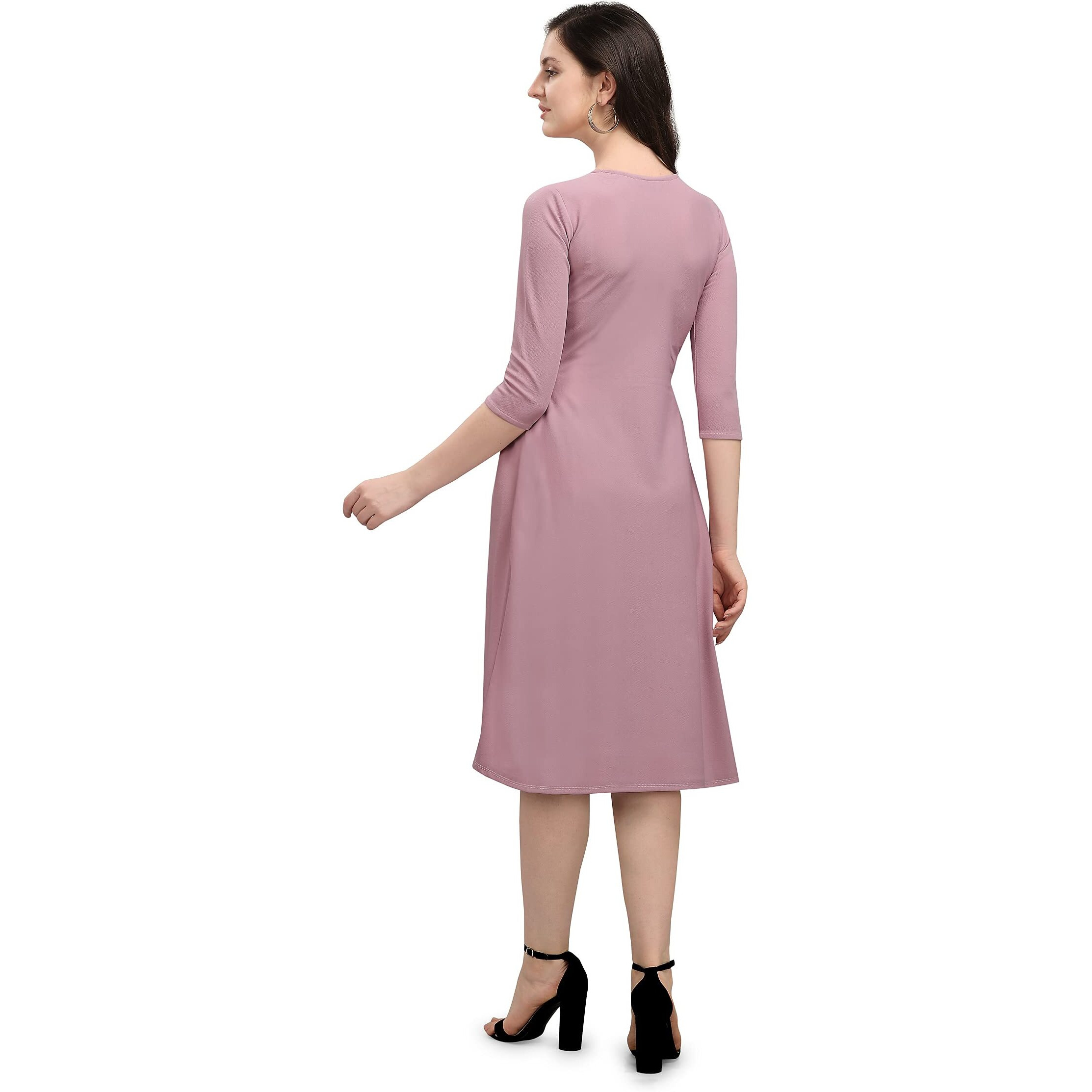 Purvaja Women's Corduroy Fit And Flare Knee-Length Dress (Ruby-046-Lv-L_Light Violet
