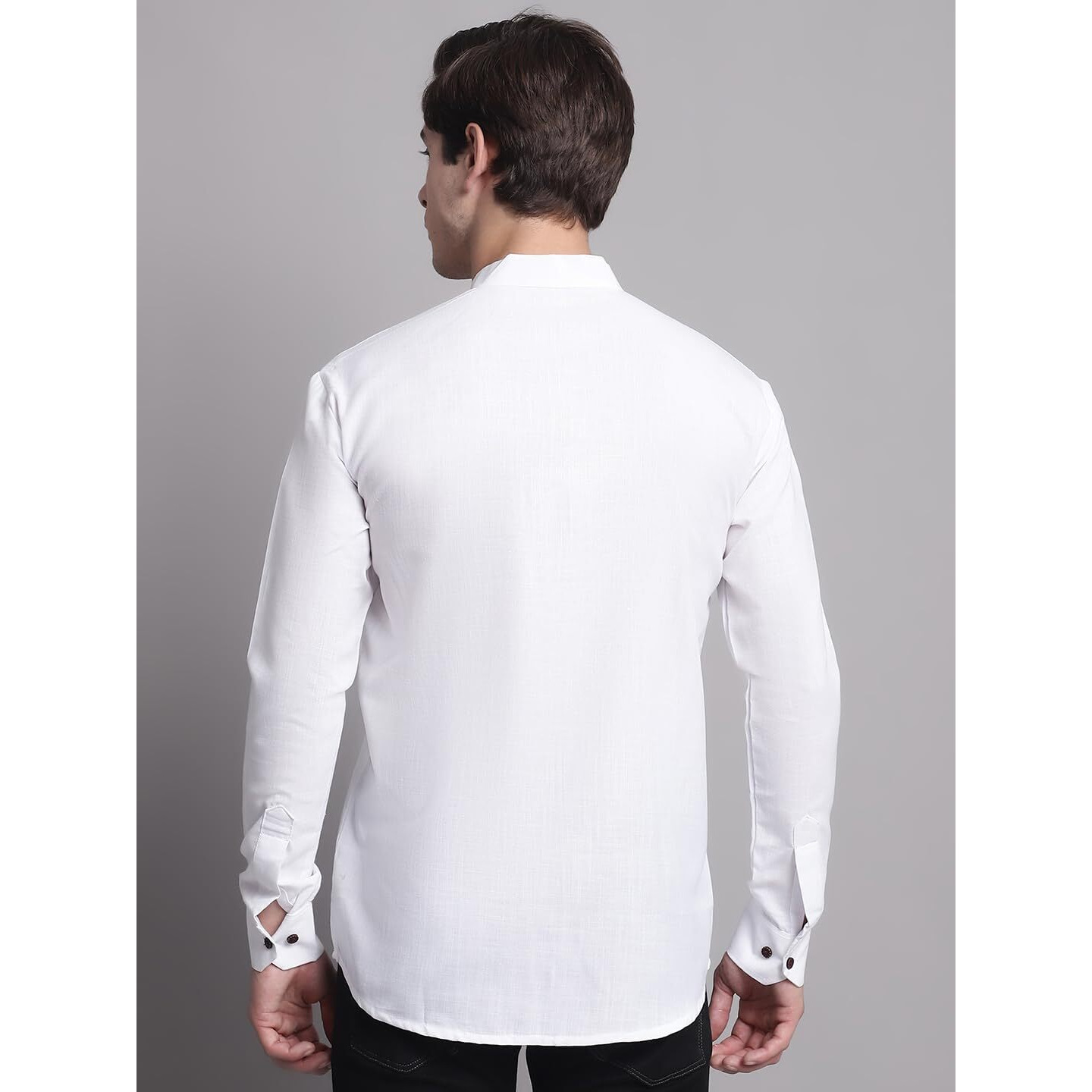 Jompers Men's Cotton Solid Kurtas (White, L)