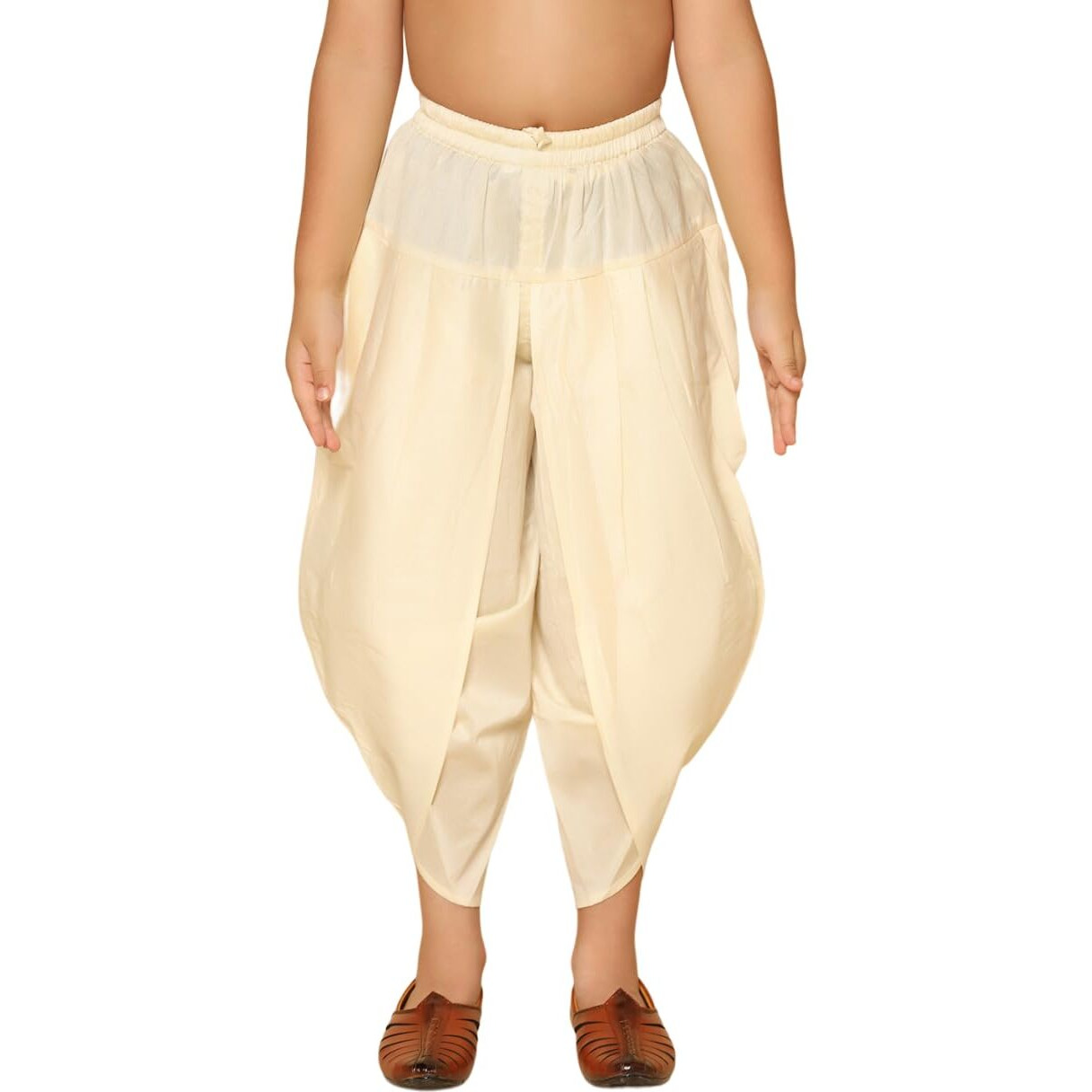 Kisah Kid's Ethnic Wear Solid Straight Fit Off White Dhoti (5-6Y)