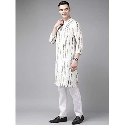 See Designs Men's White Multi Tie And Dye Print Design Straight Kurta - Sd2Kt_1115S