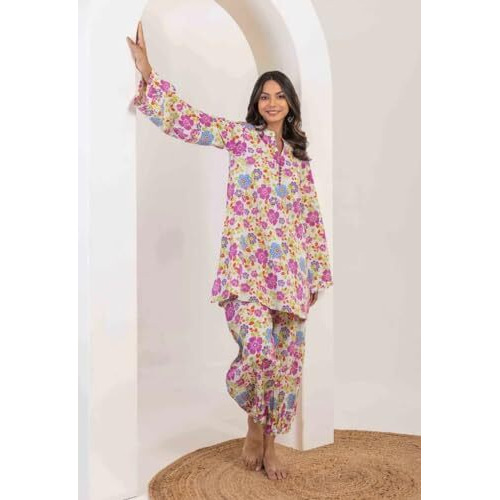 Leriya Fashion Women's Rayon Floral Printed Kurta With Pant Co Ord Set For Women Picnic Vacation For Ladies Full Set Ethnic Indian Casual Festival Fancy Office Wear Kurta Set Lf-W1755&Tr838