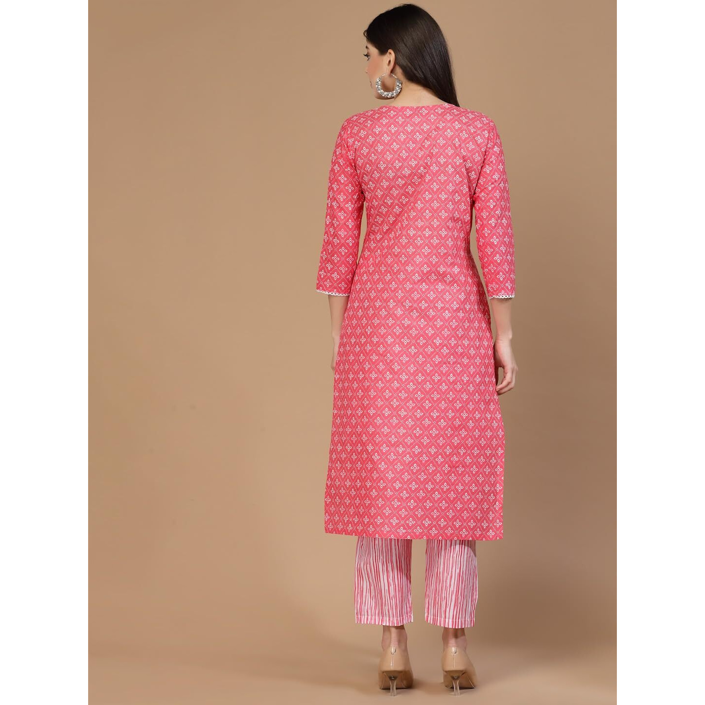 Lookmark Women's Trendy Printed Cotton Blend Straight Kurta Pant Set||Az-Lm-P1-Ks2100-L Dark Pink