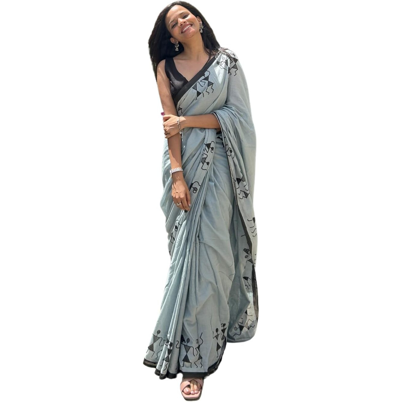 Shiv Textiles Womens Grey Cotton Printed Saree For Women (Smc-St-164-Grey)