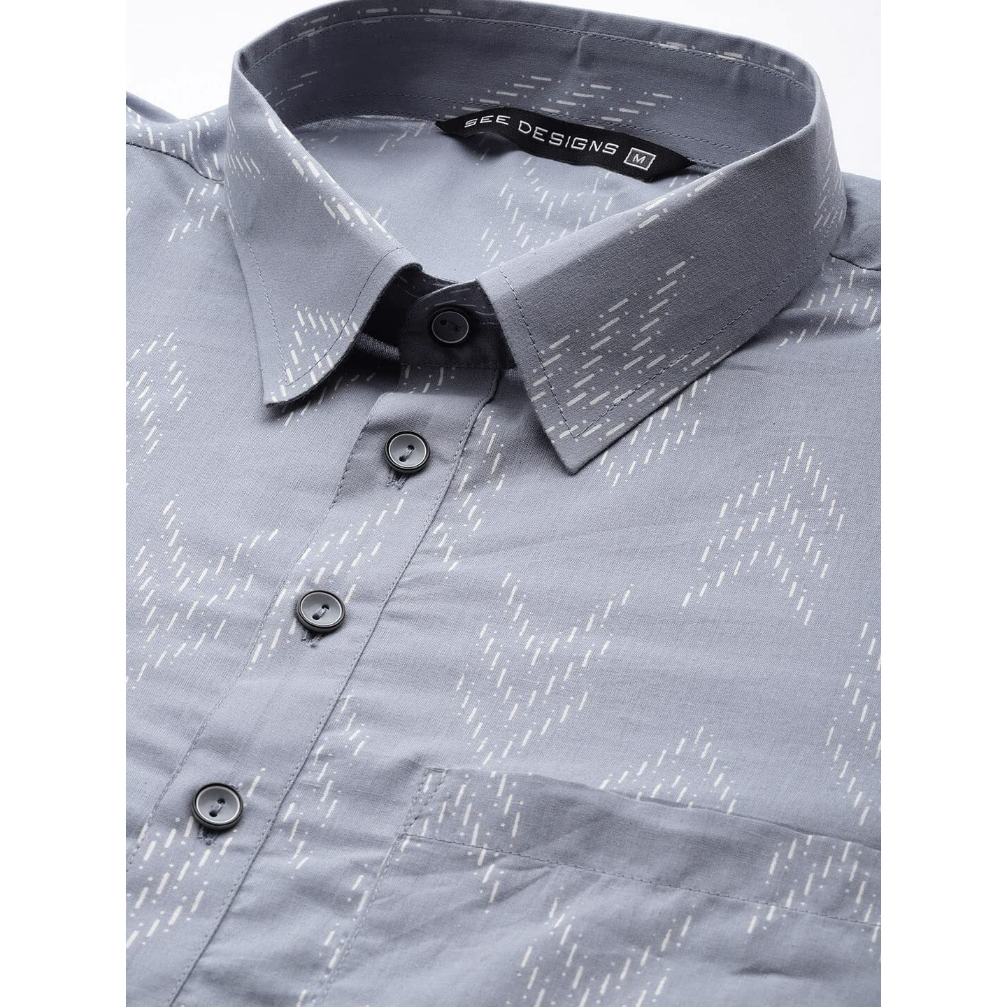 See Designs Men Light Grey Regular Pure Cotton Pathani Printed Men's Kurta_Sdpkt1170Xxl