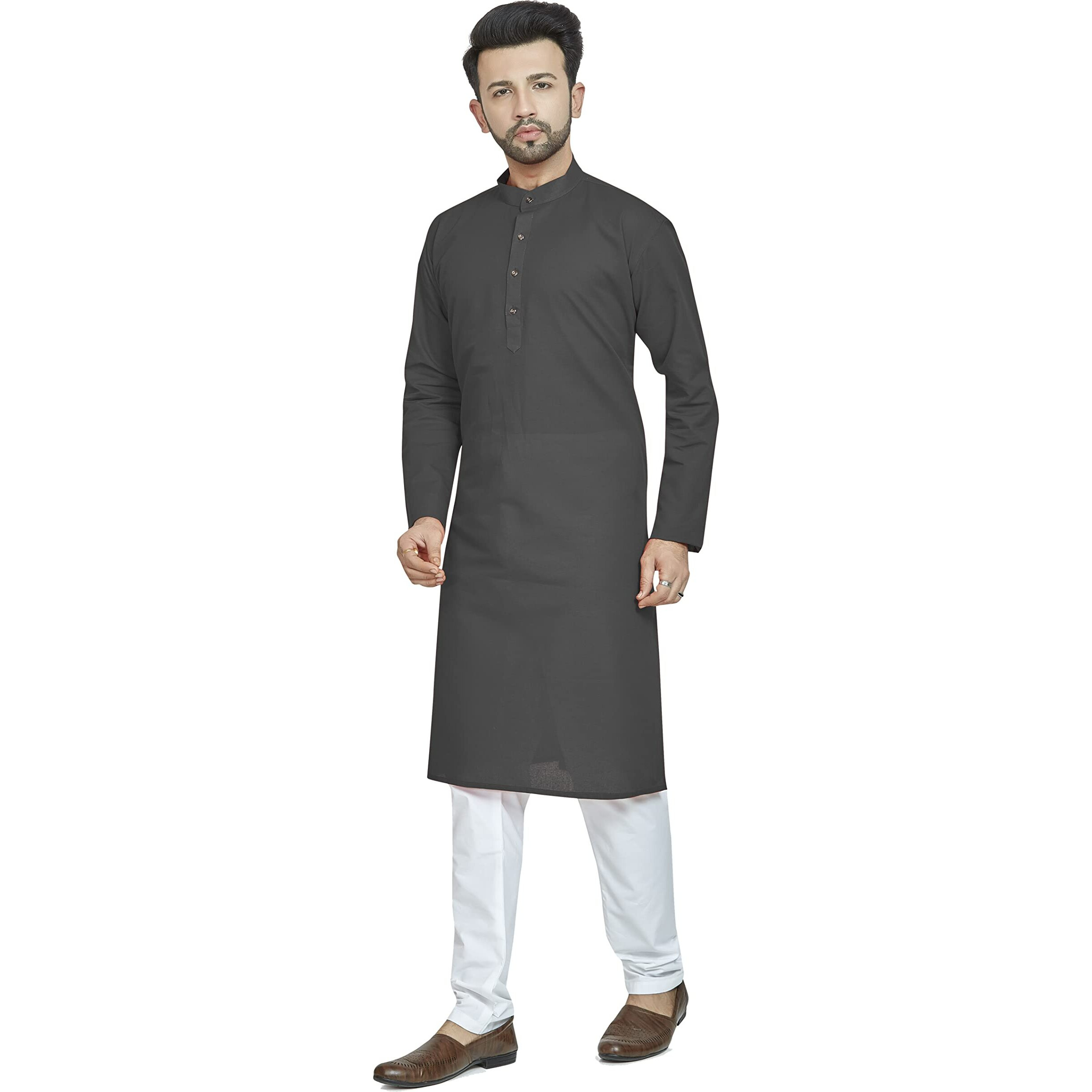 Be Active Men's Solid Grey Kurta Set || Men Kurta Pajama || Men Kurta Pajama Set || Kurta Pajama For Men (Rfsk0002 6-Set-M)